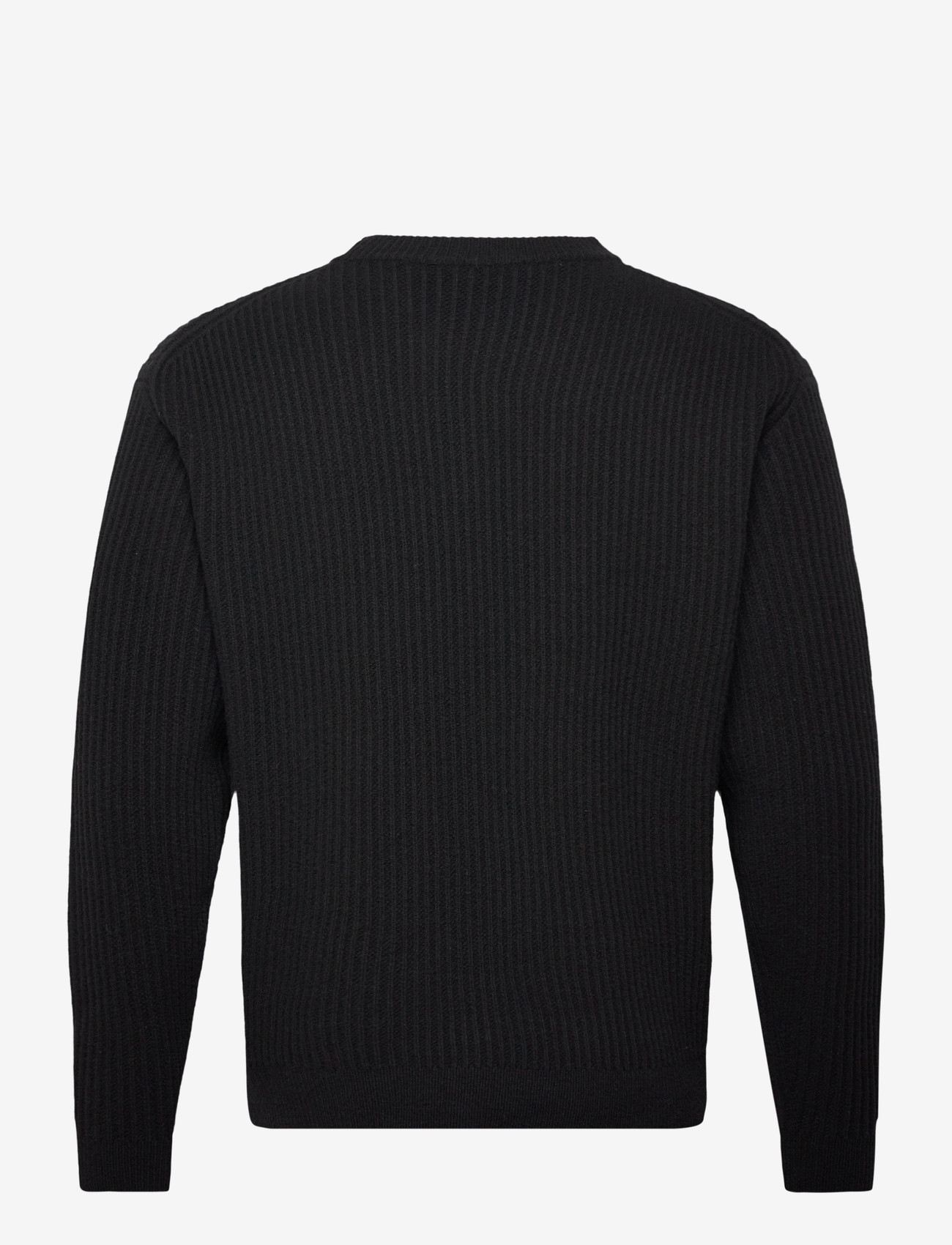 Maison Kitsune - FOX HEAD WOOL RIBBED JUMPER - rund hals - black - 2
