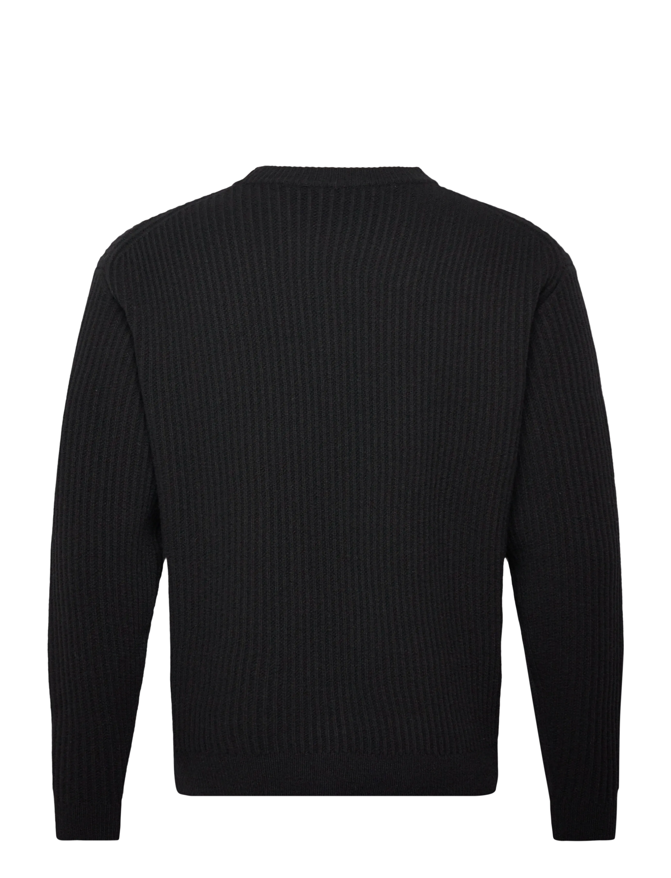 Maison Kitsune - FOX HEAD WOOL RIBBED JUMPER - trøjer - black - 2