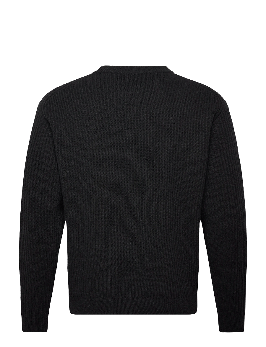 Maison Kitsune - FOX HEAD WOOL RIBBED JUMPER - rundhals - black - 2