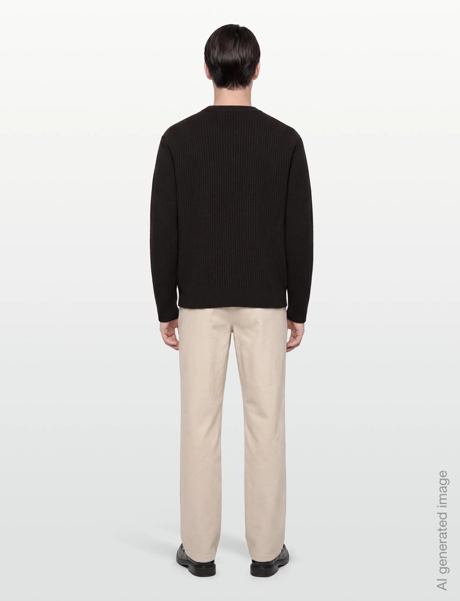 Maison Kitsune - FOX HEAD WOOL RIBBED JUMPER - rundhals - black - 4
