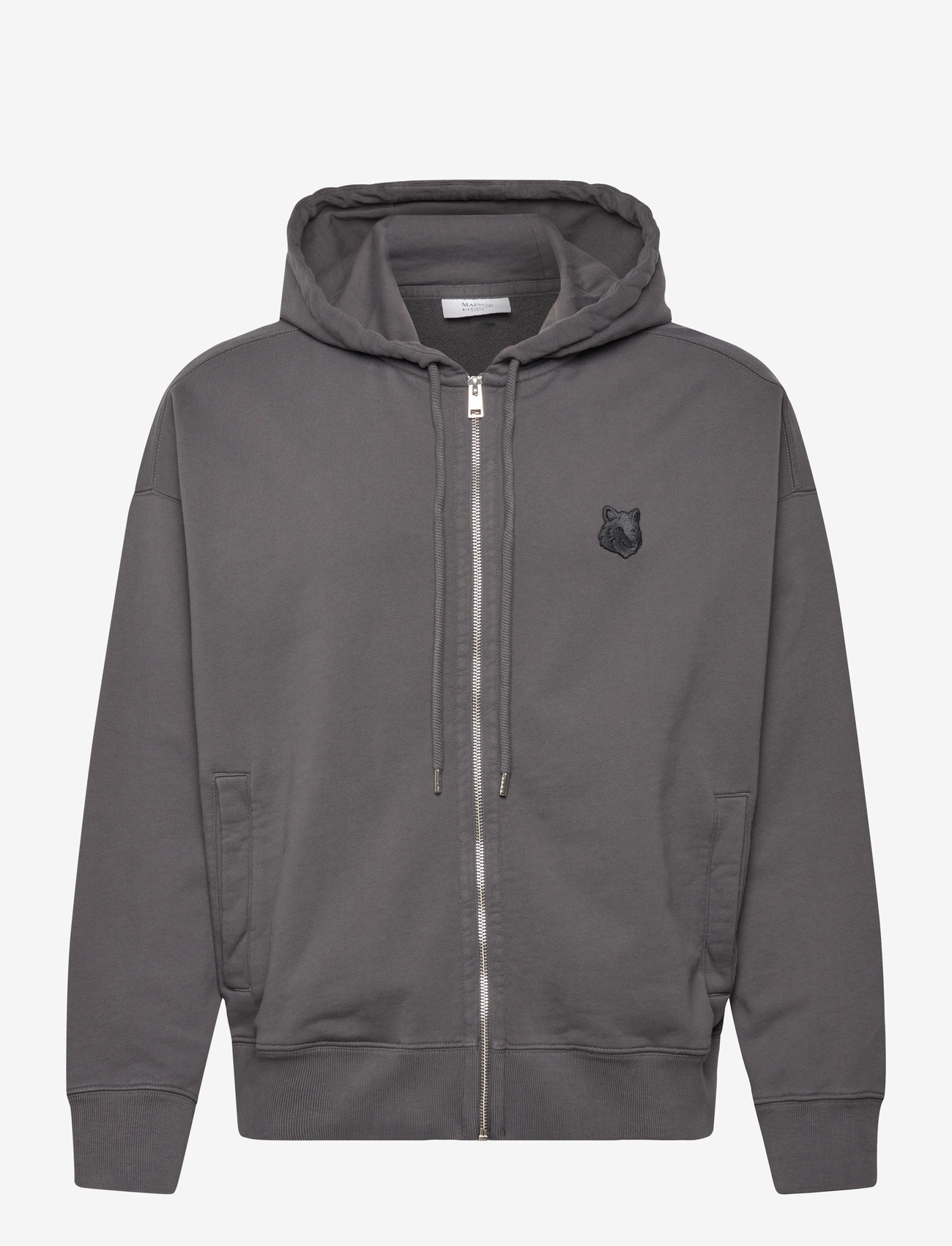 Maison Kitsune - FOX HEAD ZIPPED OVERSIZE HOODIE - kapuzenpullover - charcoal - 0