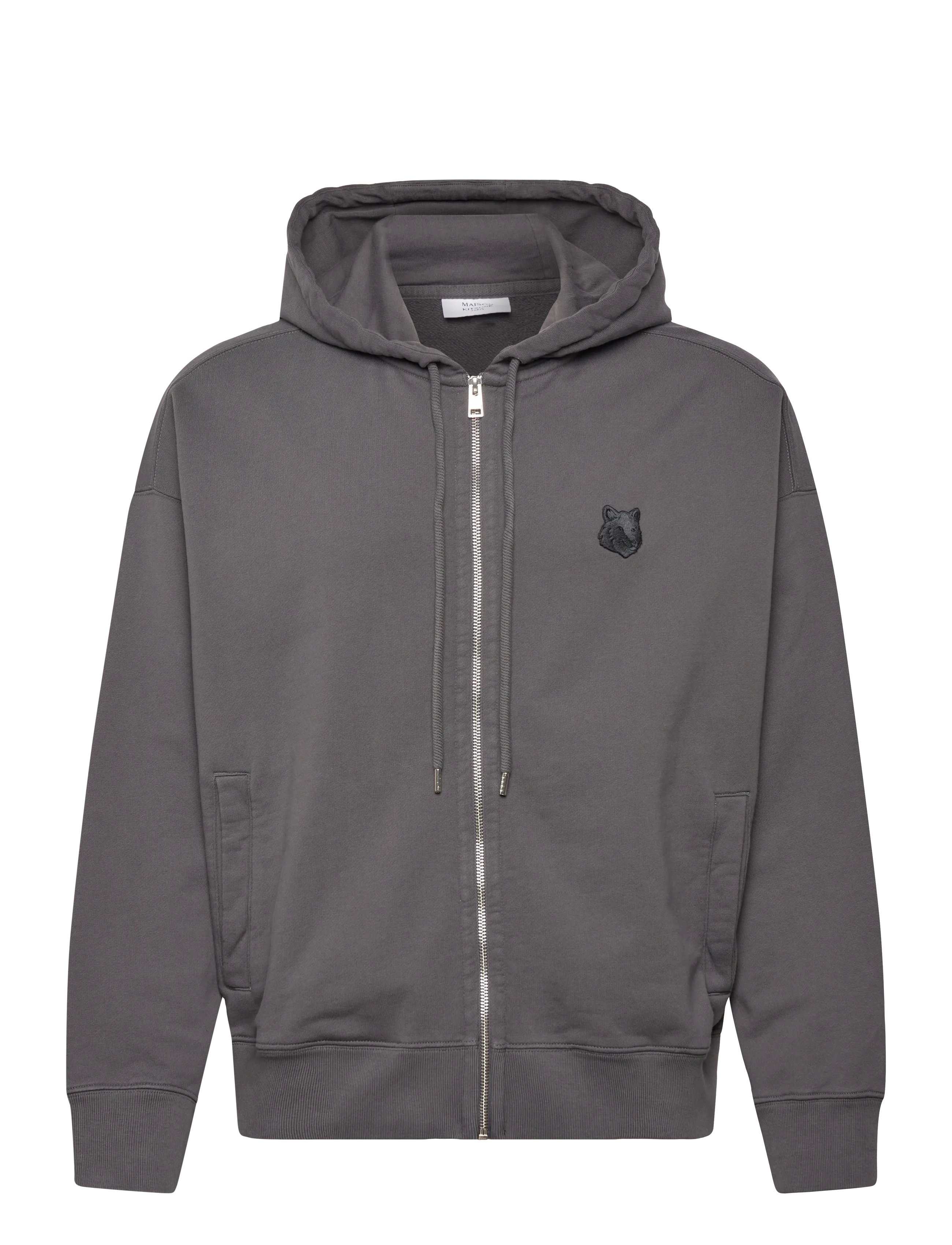 Maison Kitsune FOX HEAD ZIPPED OVERSIZE HOODIE - Jaunumi - CHARCOAL / grey