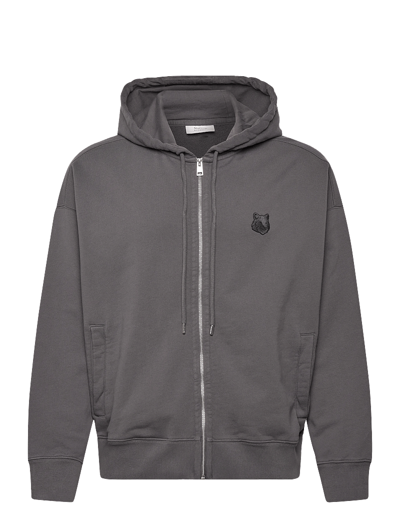 Maison Kitsune - FOX HEAD ZIPPED OVERSIZE HOODIE - kapuzenpullover - charcoal - 0