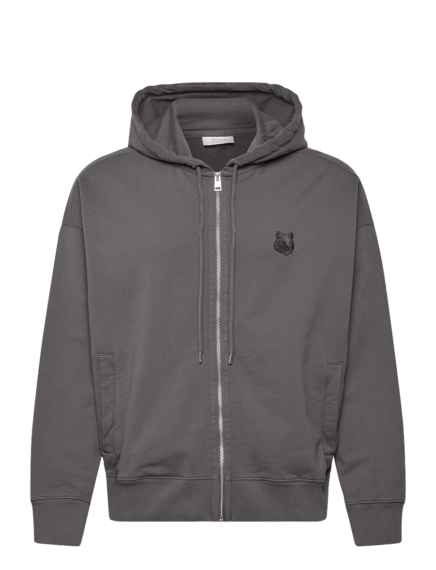 Maison Kitsune - FOX HEAD ZIPPED OVERSIZE HOODIE - kapuzenpullover - charcoal - 1