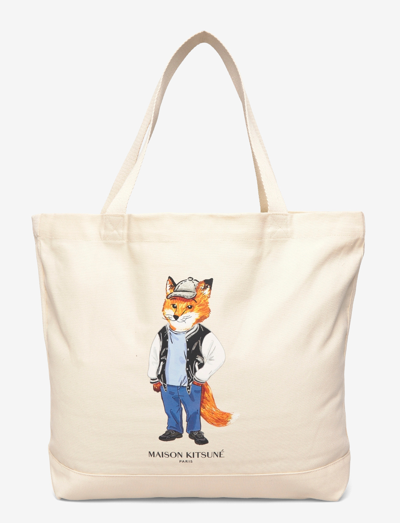 Maison Kitsune - DRESSED FOX TOTE - tote bags - ecru - 0