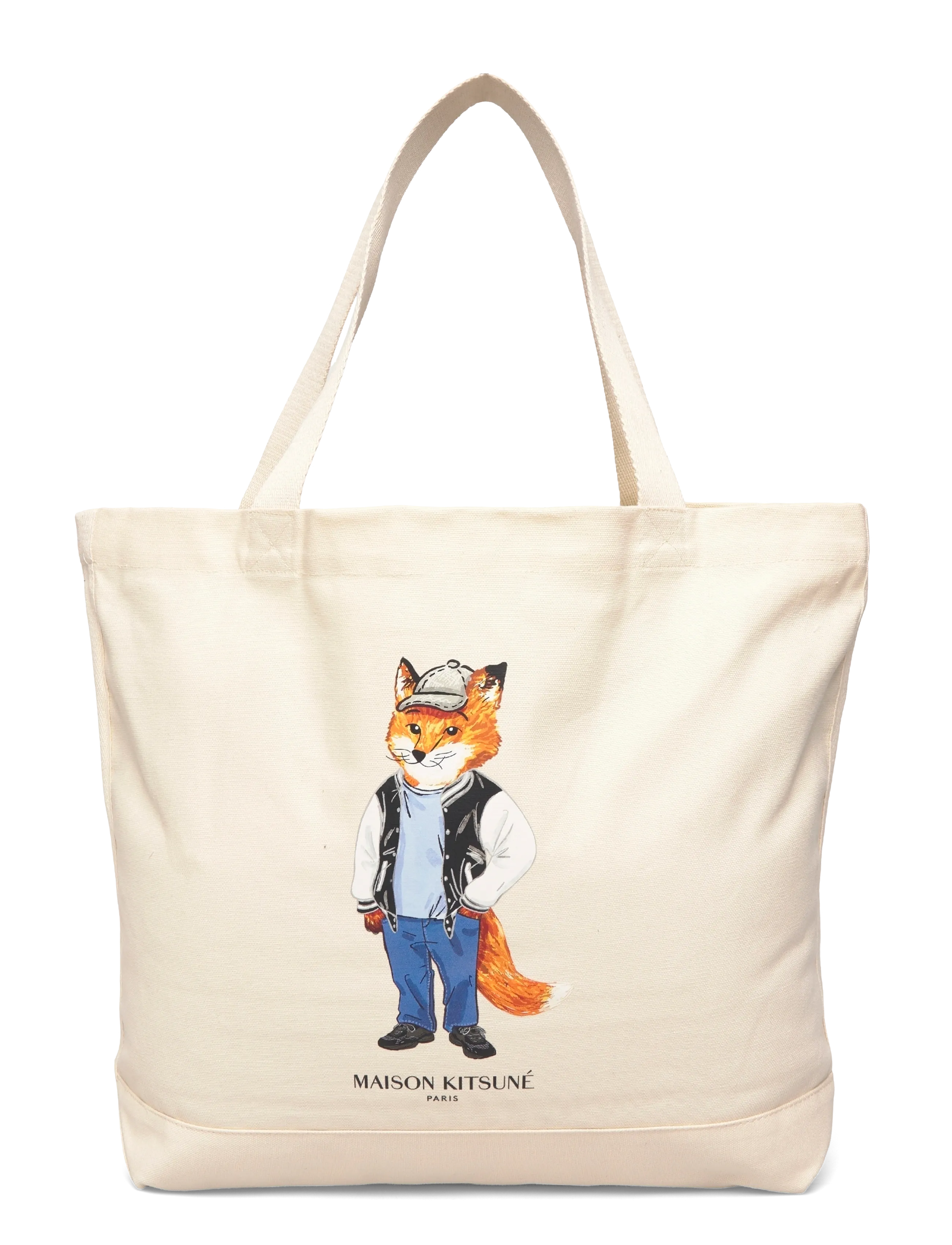 Maison Kitsune DRESSED FOX TOTE - Väskor - ECRU / cream