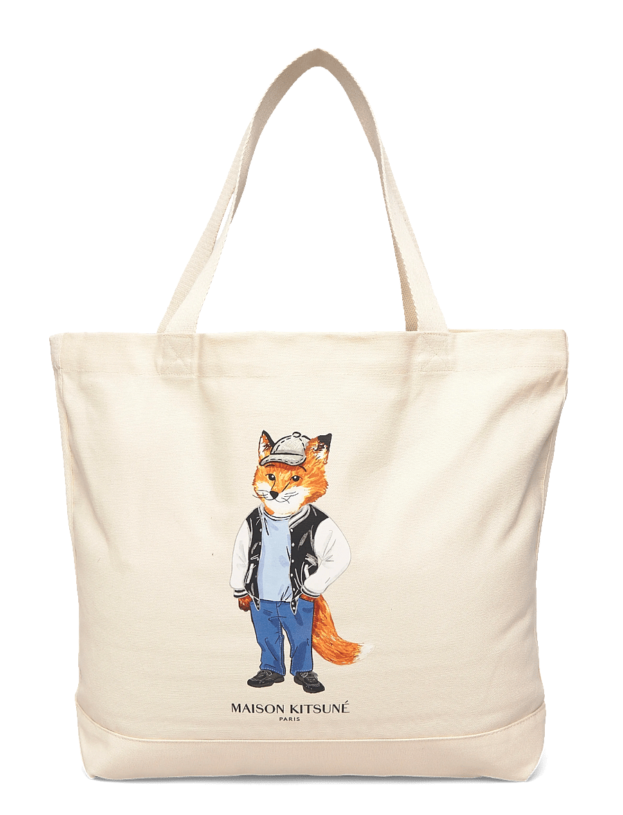 Maison Kitsune - DRESSED FOX TOTE - tote bags - ecru - 0