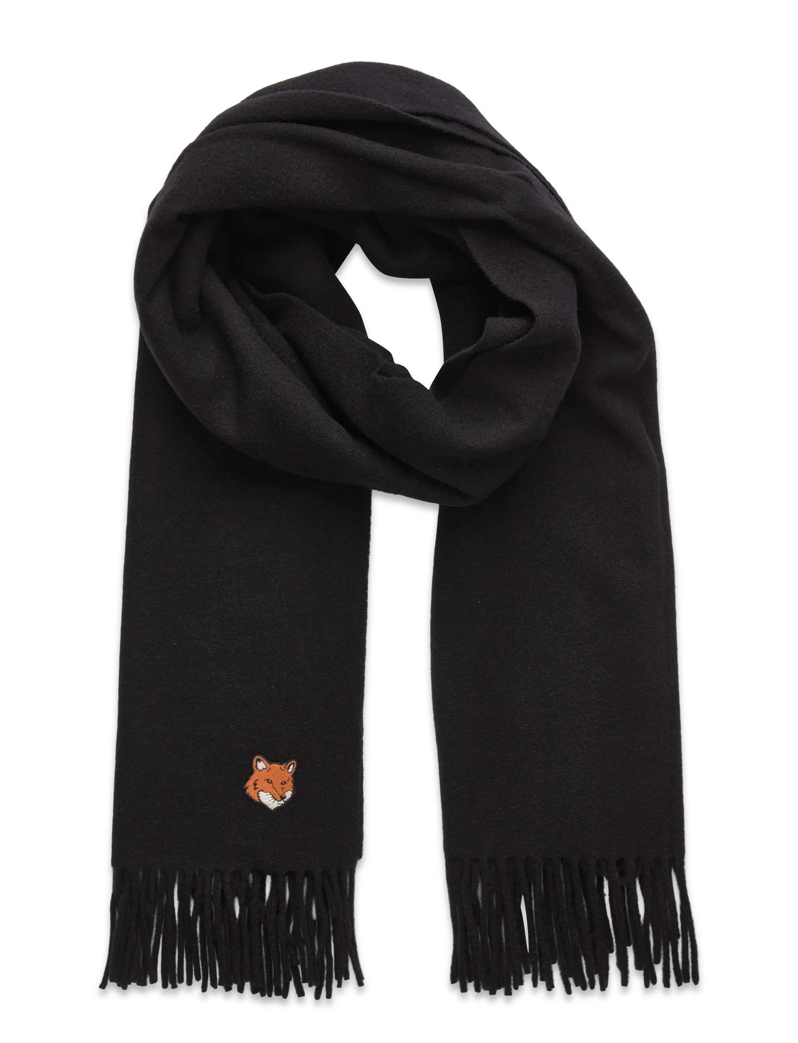 Maison Kitsune FOX HEAD SCARF - Sallid - BLACK / black