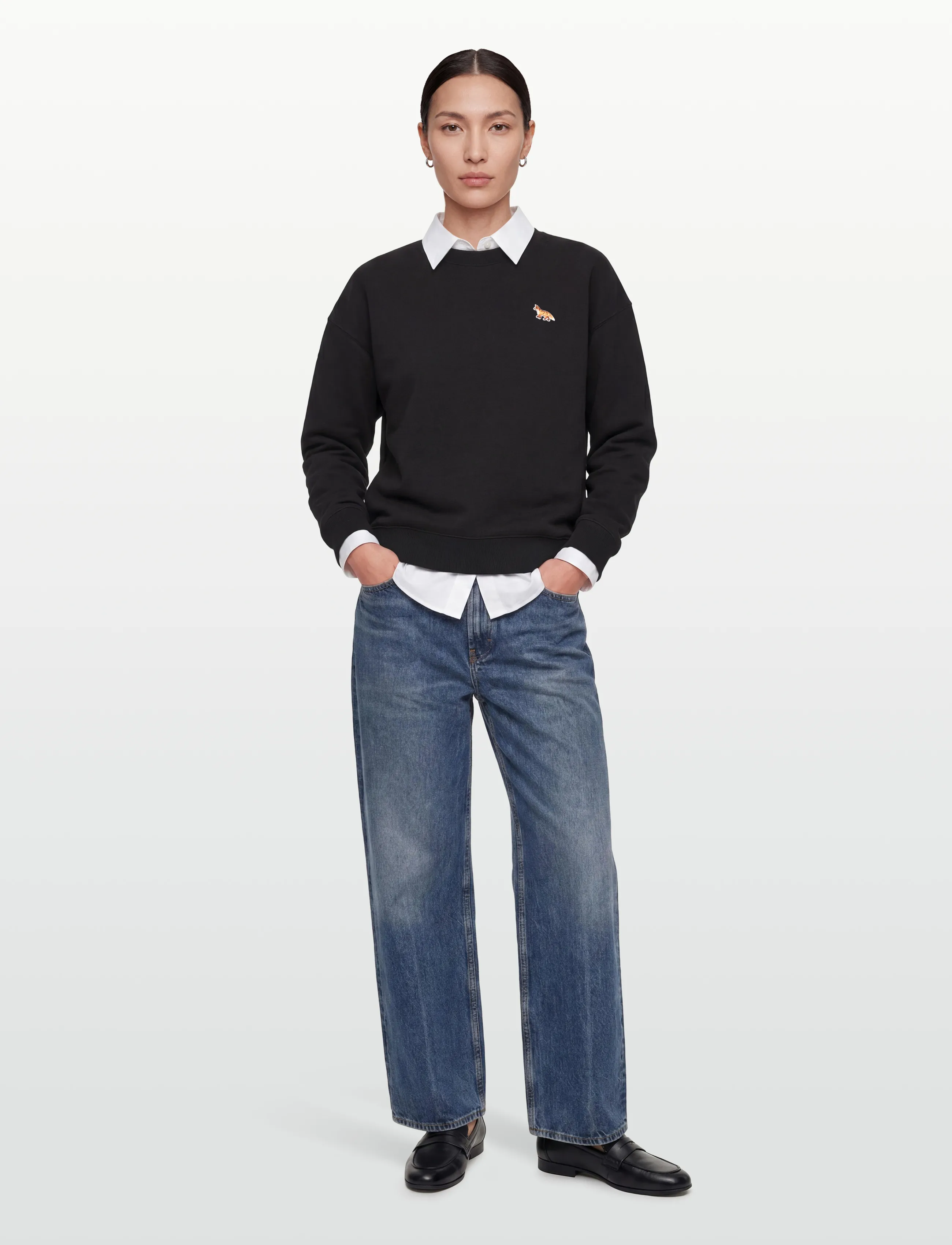 Maison Kitsune Baby Fox Comfort Sweatshirt, Kvinder, Komfort Sweatshirt, Sort, Str: M