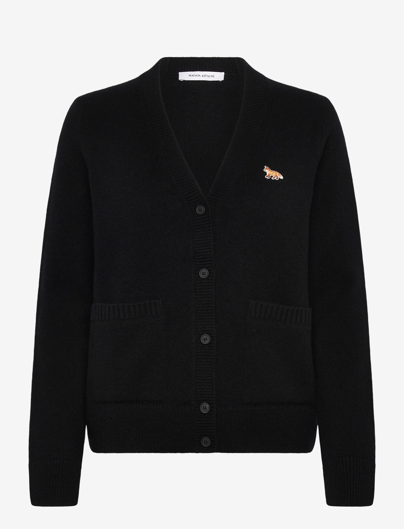 Maison Kitsune - BABY FOX PATCH BOXY CARDIGAN - cardigans - black - 0