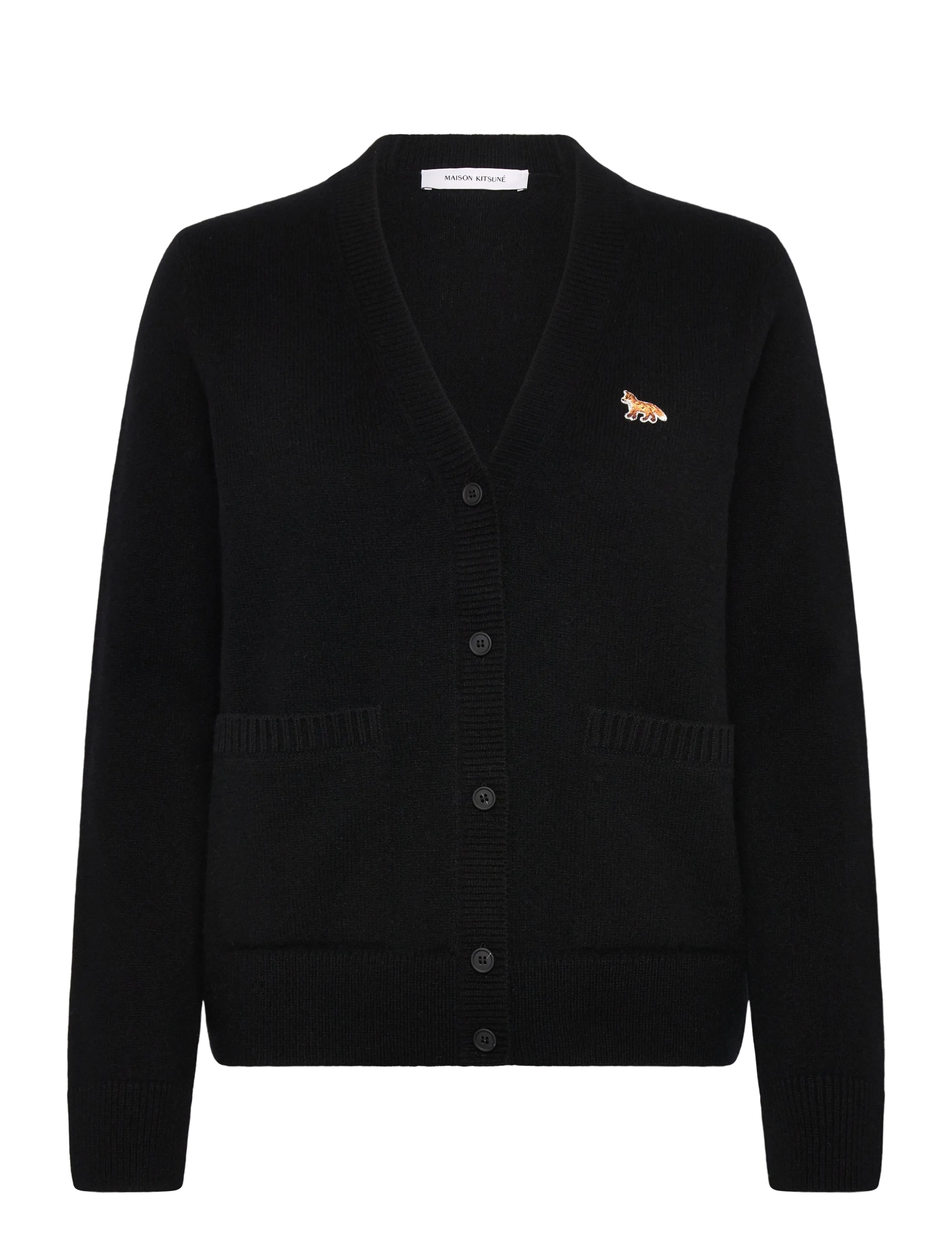 Maison Kitsune BABY FOX PATCH BOXY CARDIGAN - Transitional Layering - BLACK / black