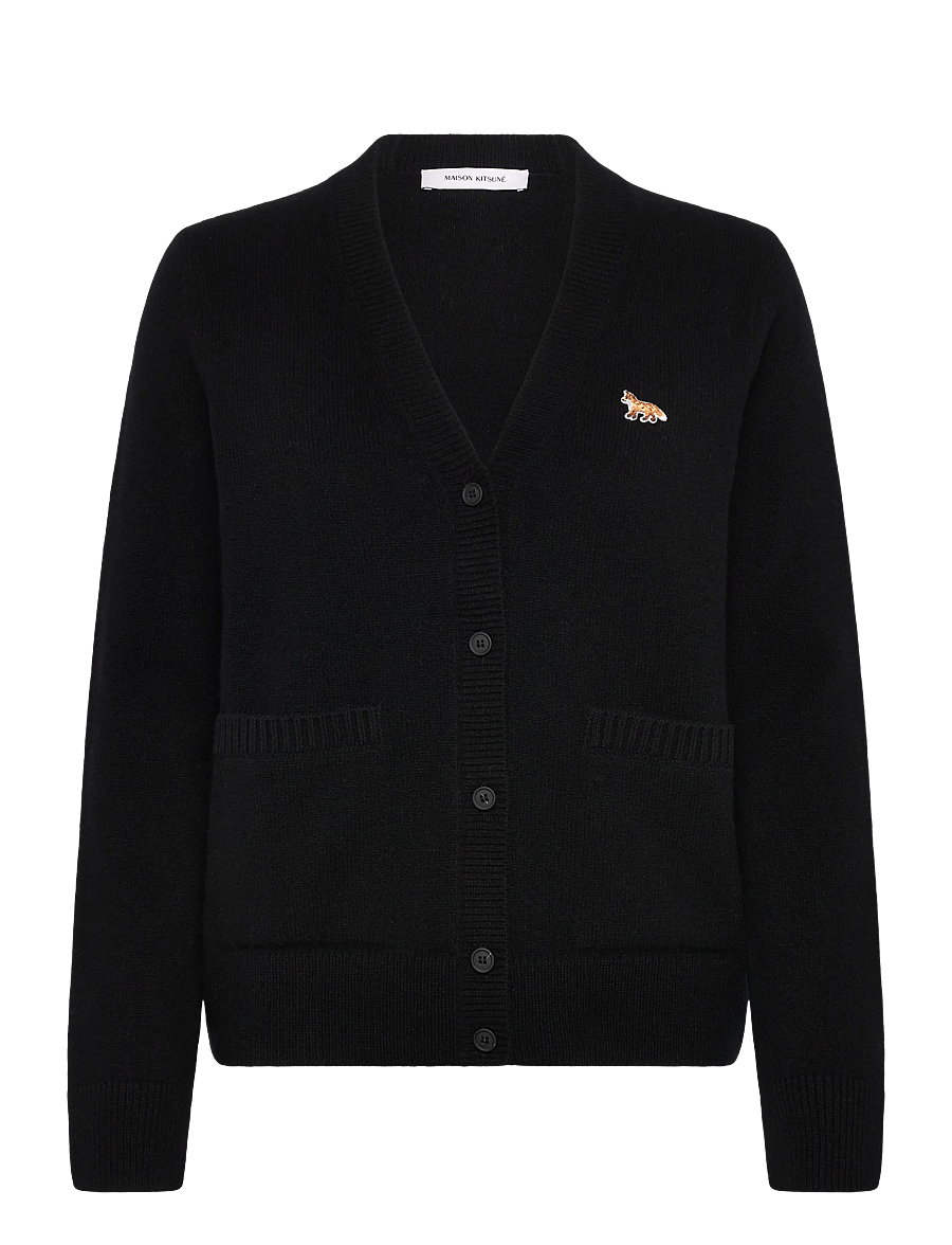 Maison Kitsune - BABY FOX PATCH BOXY CARDIGAN - strickjacken - black - 1