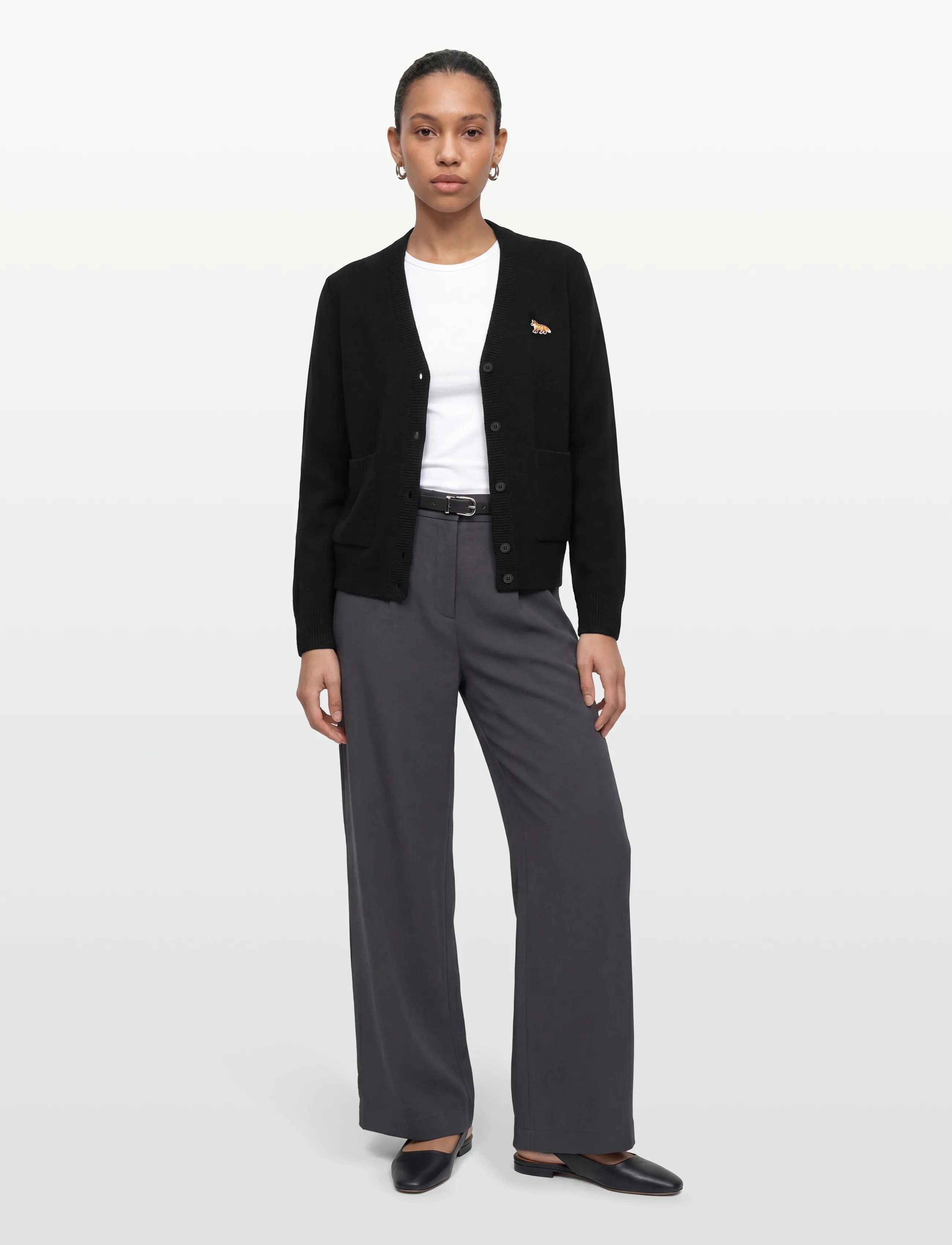 Maison Kitsune Baby Fox Patch Boxy Cardigan, XL, Knitwear, Schwarz - Cardigans, Frauen