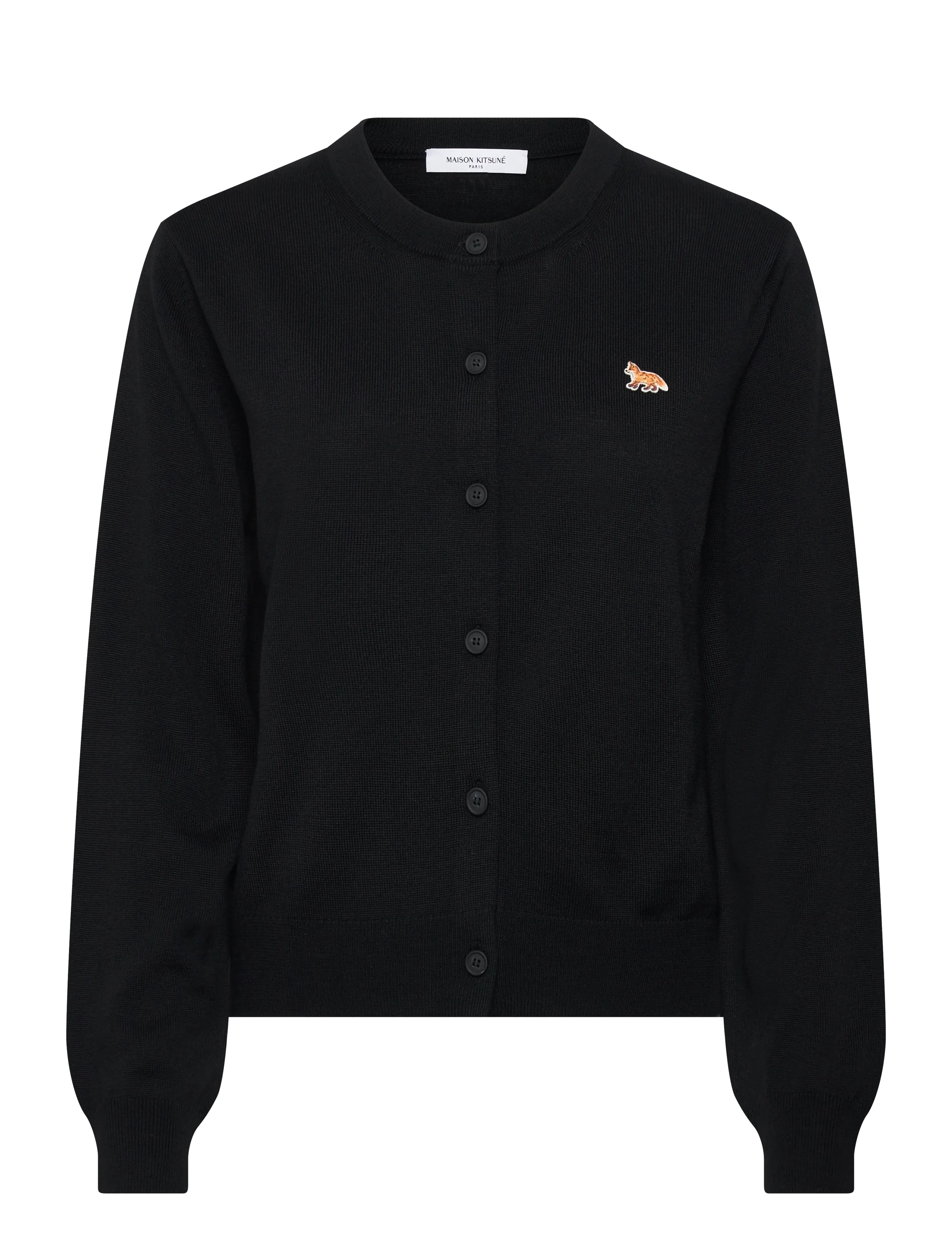 Maison Kitsune BABY FOX MERINO REGULAR CARDIGAN - Transitional Layering - BLACK / black