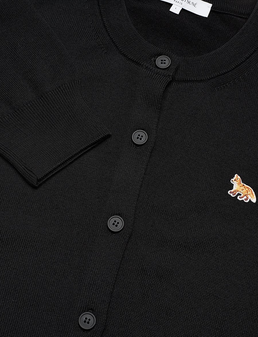 Maison Kitsune - BABY FOX MERINO REGULAR CARDIGAN - cardigans - black - 5