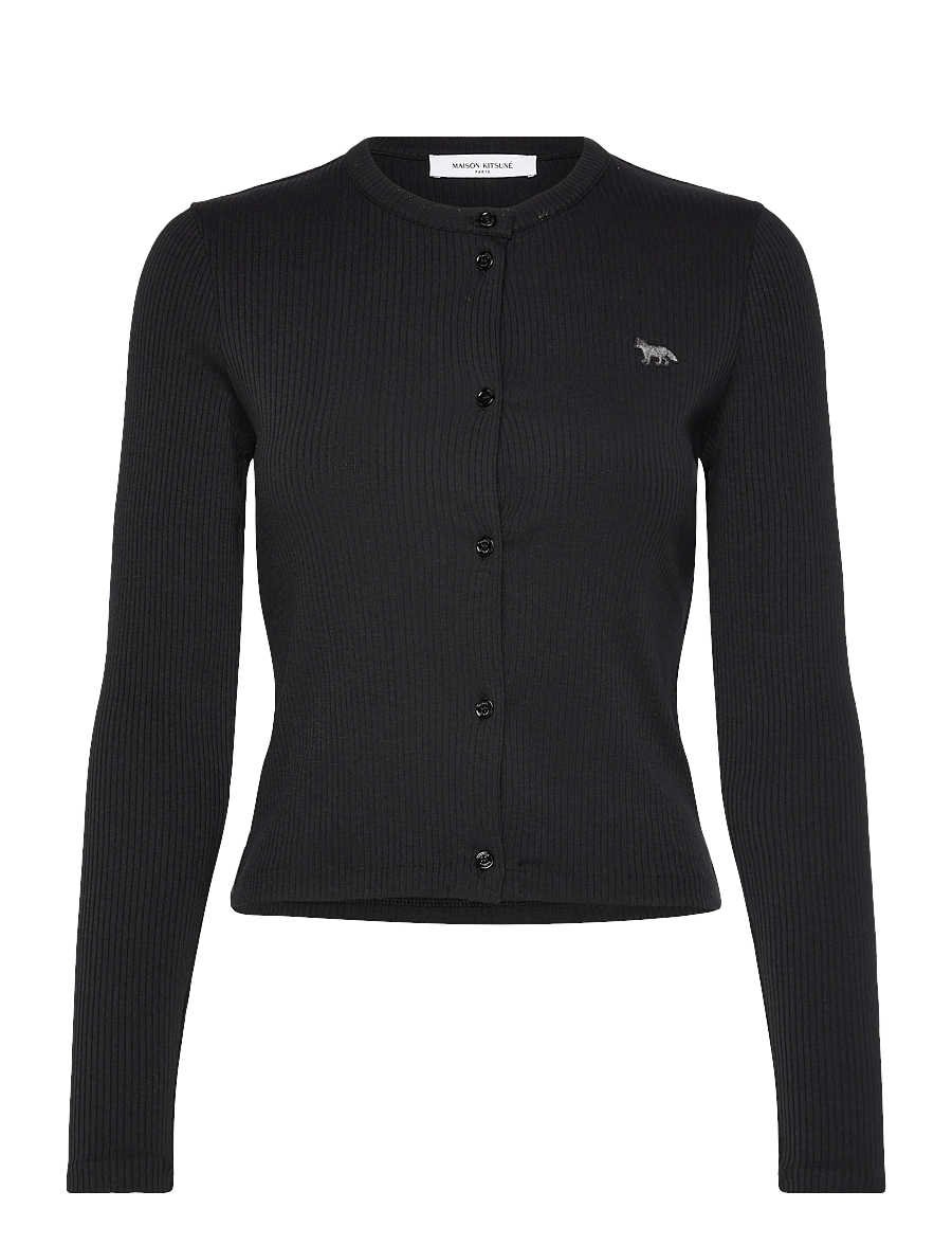 Maison Kitsune - RIBBED BABY FOX CARDIGAN BLACK - strickjacken - black - 1