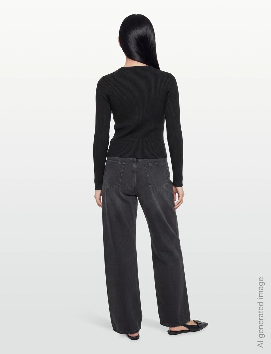 Maison Kitsune - RIBBED BABY FOX CARDIGAN BLACK - strickjacken - black - 4