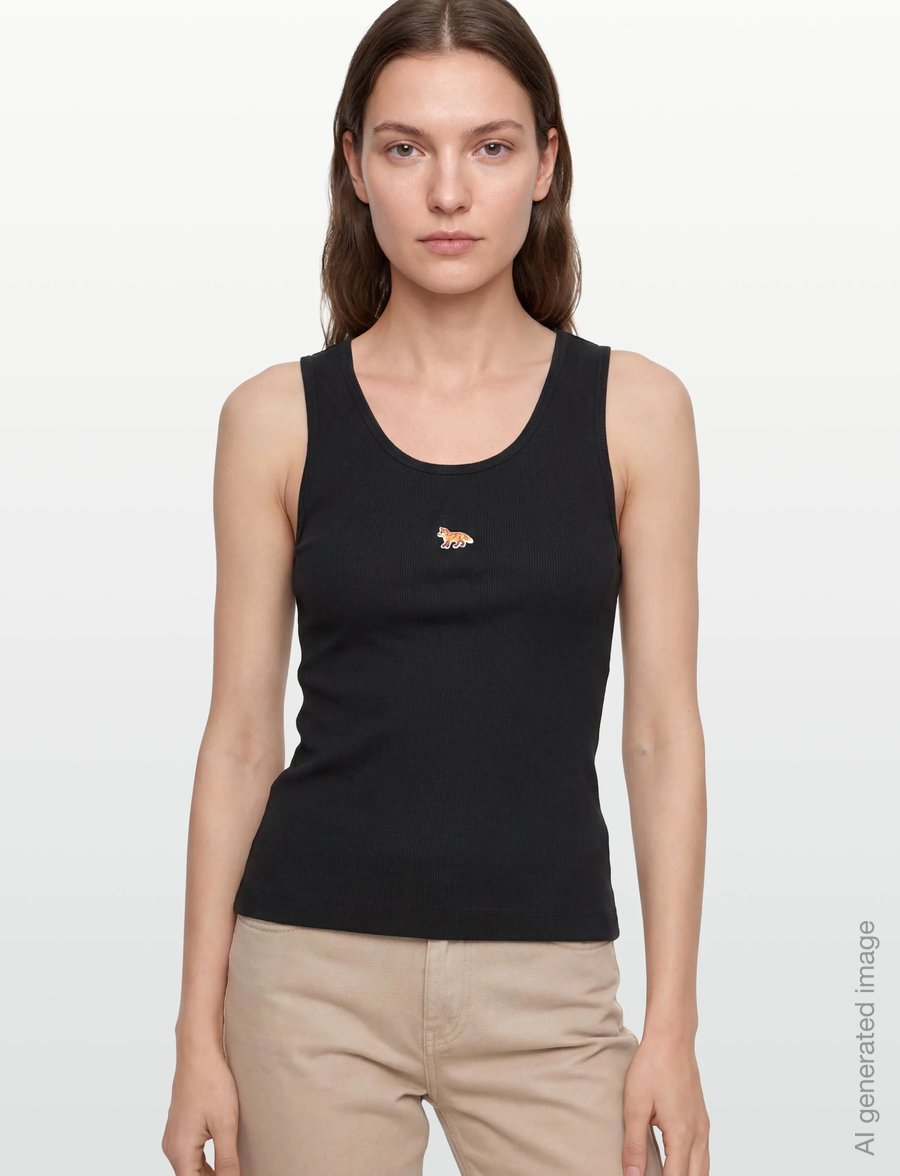 Maison Kitsune - BABY FOX TANK TOP - tanktops - black - 3