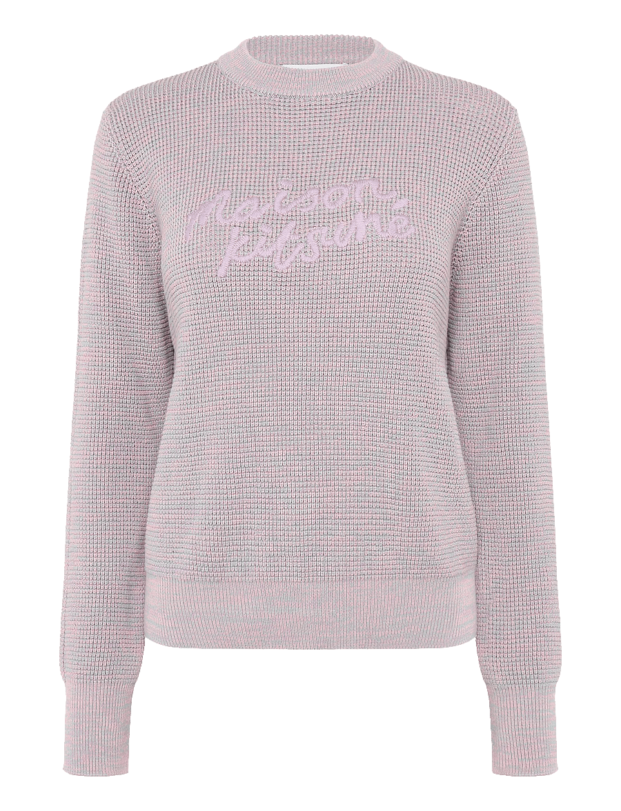 Maison Kitsune - MAISON KITSUNE HANDWRITING WAFFLE JUMPER - jumpers - light purple - 0