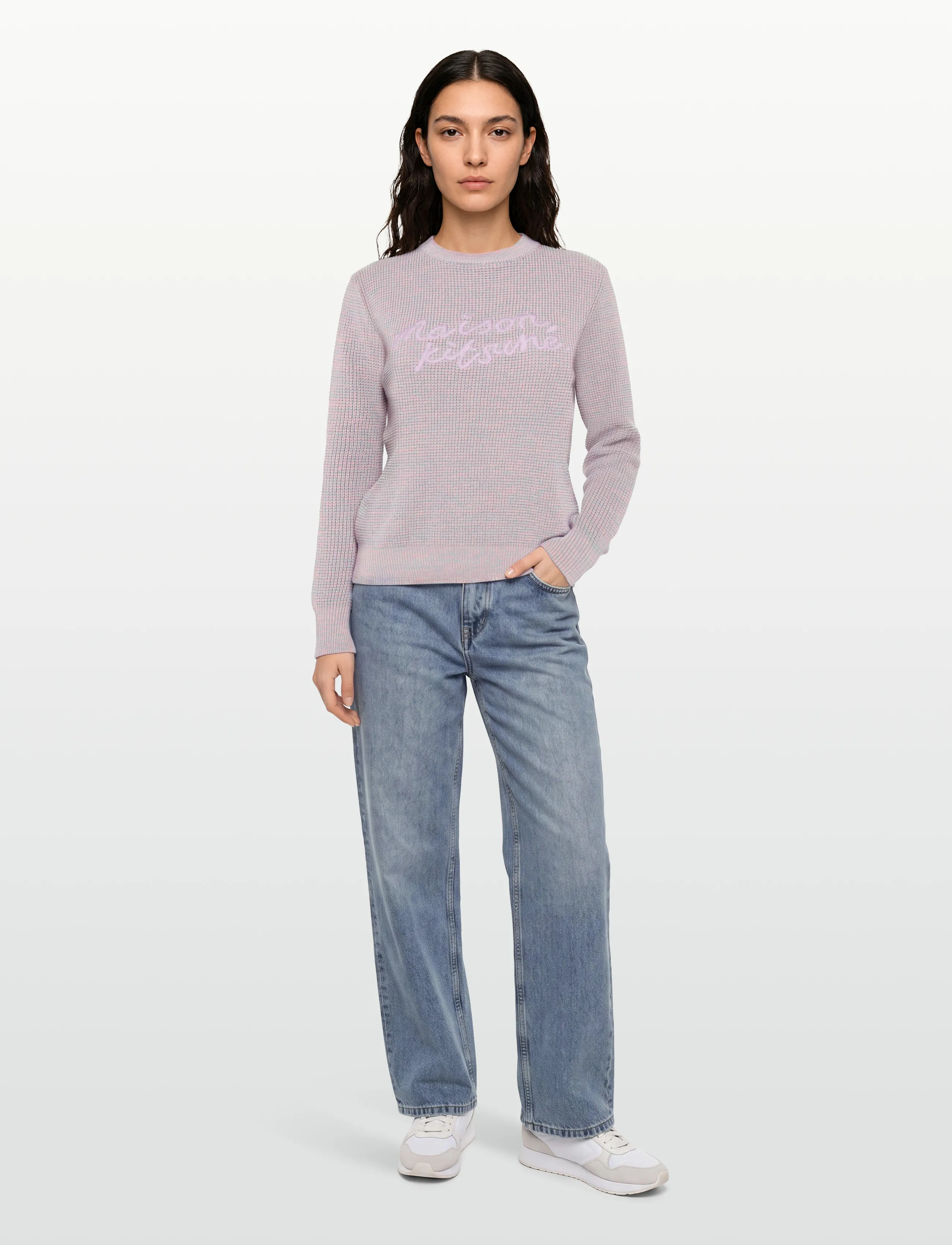 Maison Kitsune - MAISON KITSUNE HANDWRITING WAFFLE JUMPER - kampsunid - light purple - 0