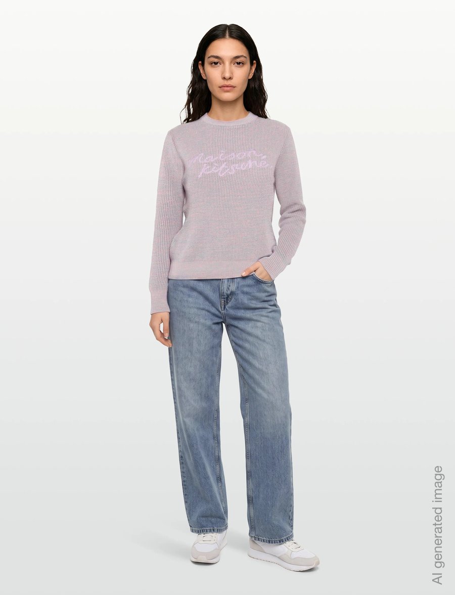 Maison Kitsune - MAISON KITSUNE HANDWRITING WAFFLE JUMPER - kampsunid - light purple - 0