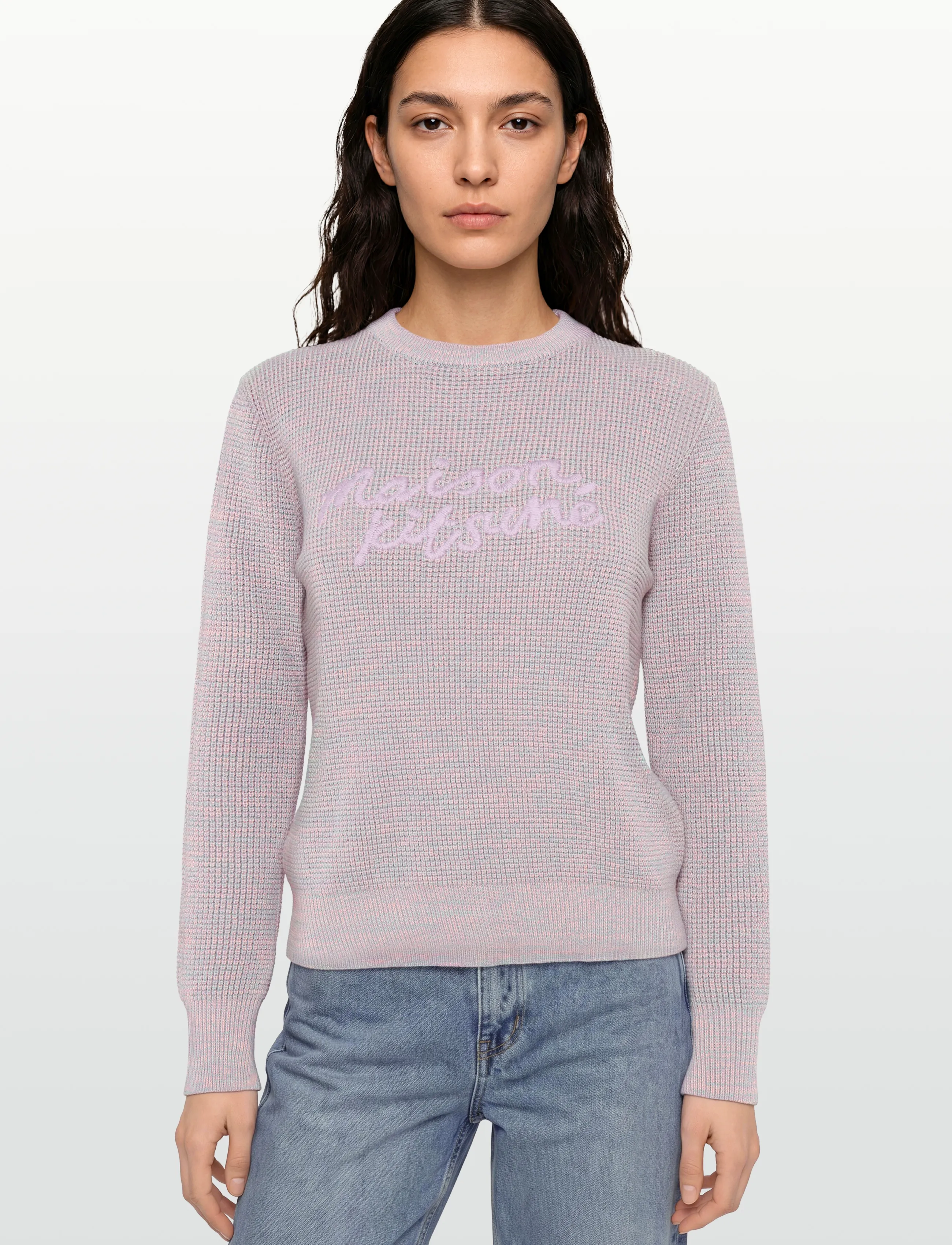 Maison Kitsune - MAISON KITSUNE HANDWRITING WAFFLE JUMPER - kampsunid - light purple - 3