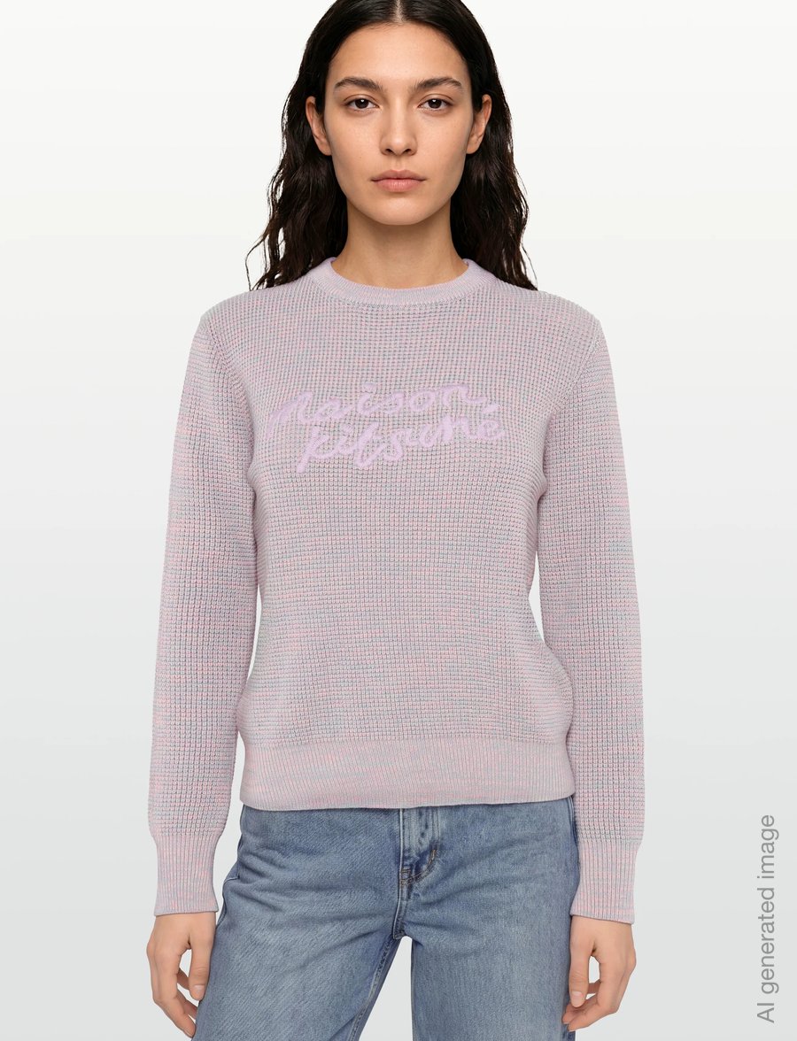 Maison Kitsune - MAISON KITSUNE HANDWRITING WAFFLE JUMPER - kampsunid - light purple - 3
