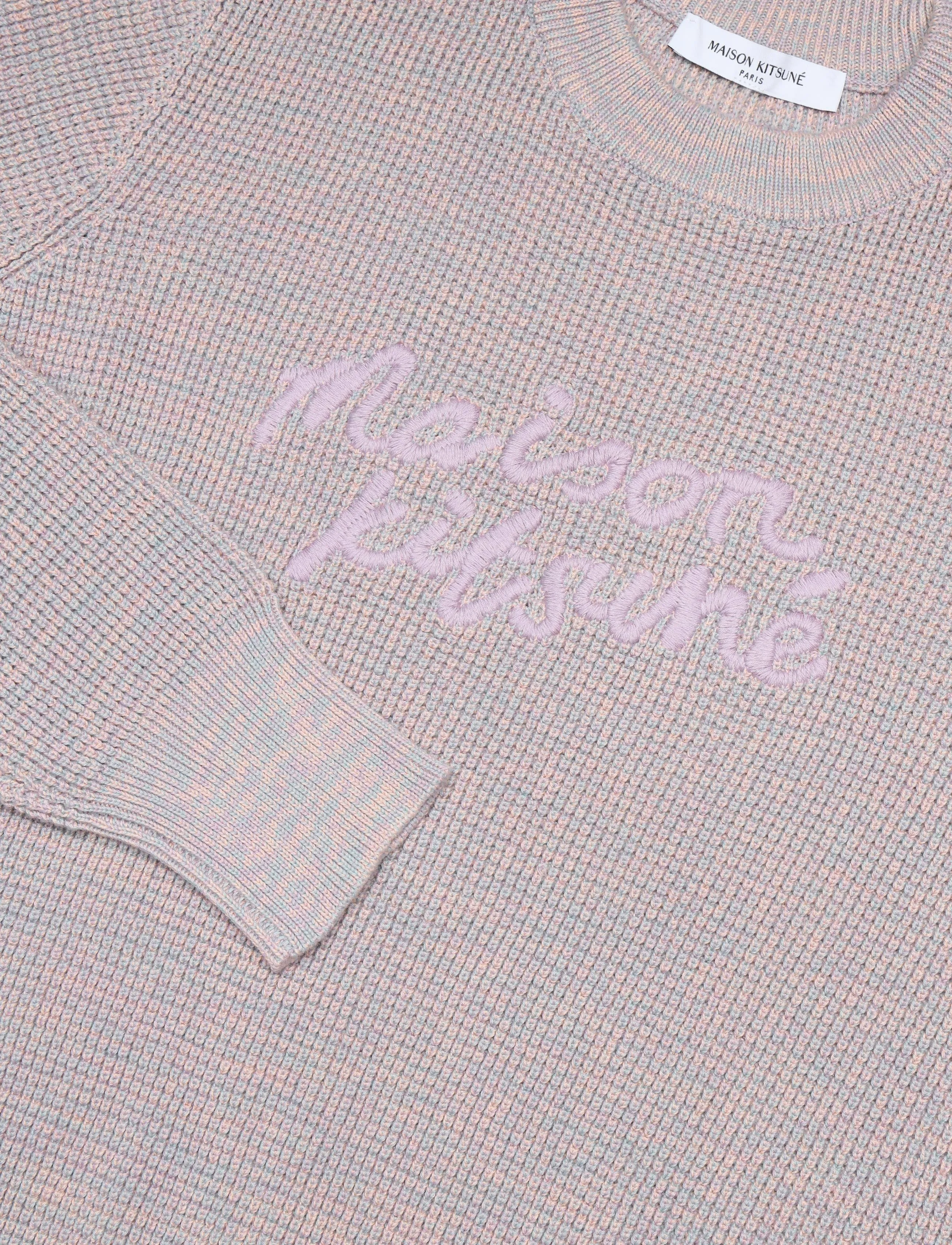 Maison Kitsune - MAISON KITSUNE HANDWRITING WAFFLE JUMPER - light purple - 2