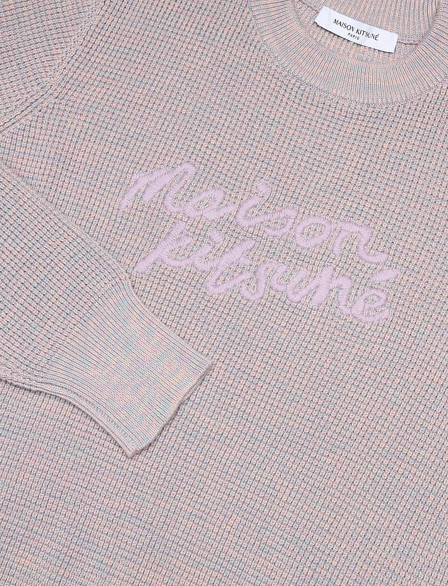 Maison Kitsune - MAISON KITSUNE HANDWRITING WAFFLE JUMPER - jumpers - light purple - 2