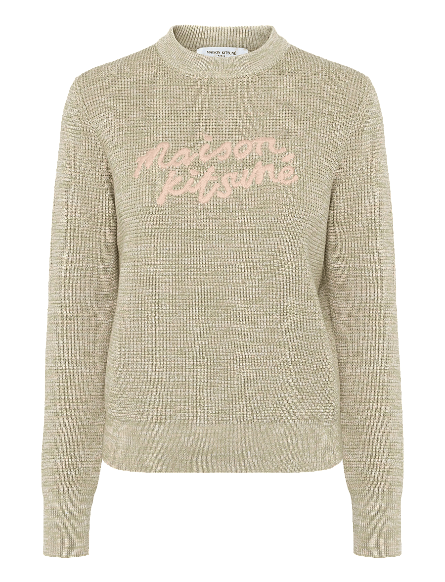 Maison Kitsune - MAISON KITSUNE HANDWRITING WAFFLE JUMPER - pullover - green tea - 0