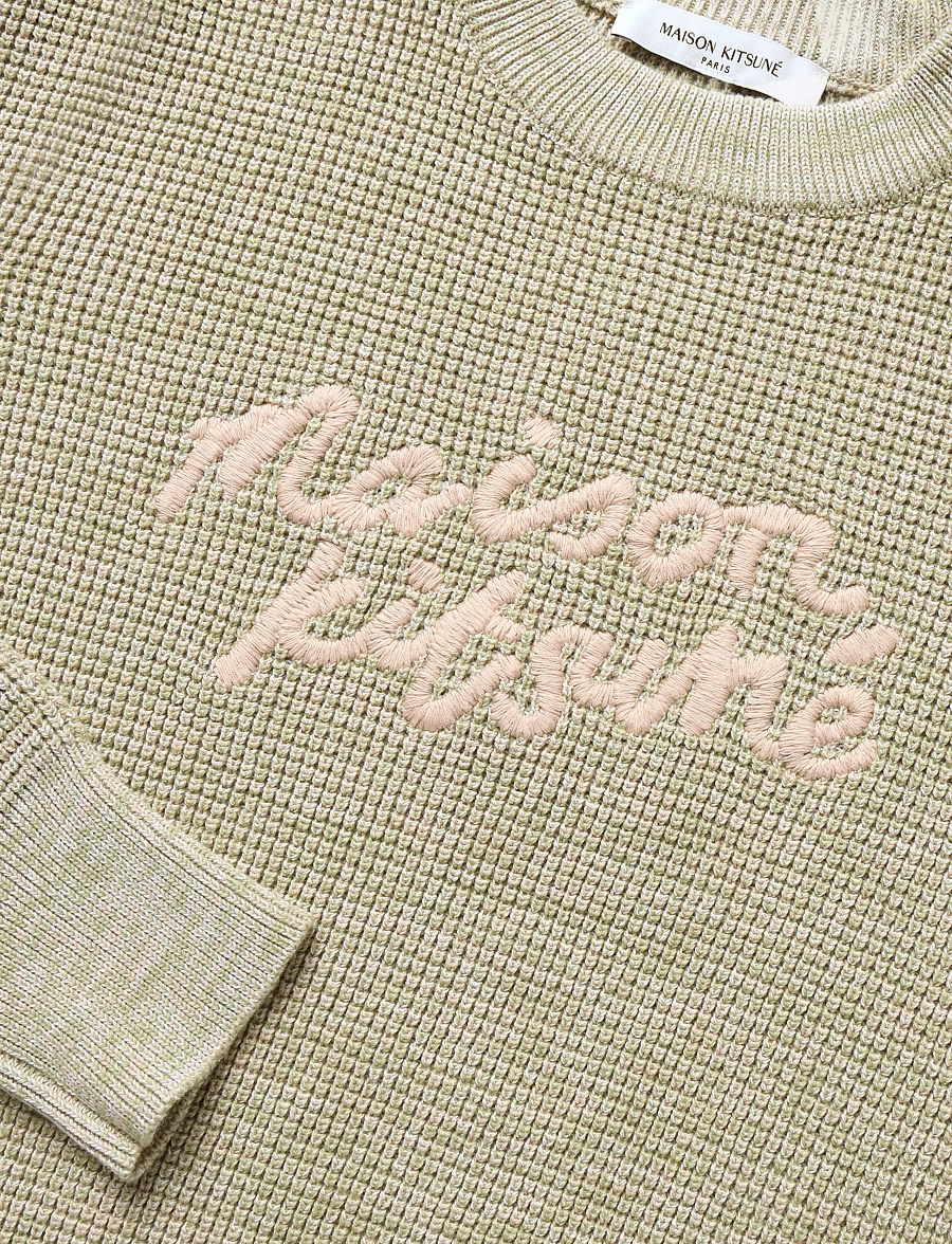 Maison Kitsune - MAISON KITSUNE HANDWRITING WAFFLE JUMPER - pullover - green tea - 2