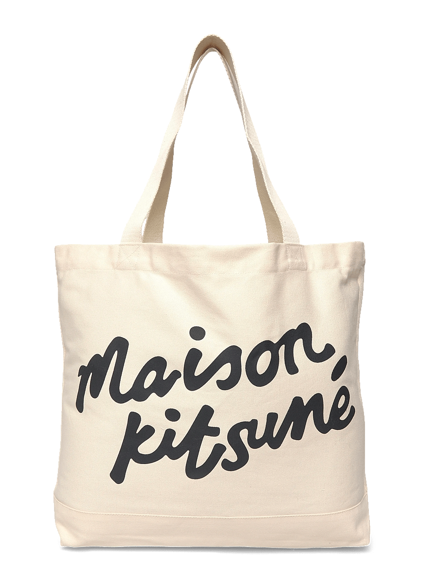 Maison Kitsune - MAISON KITSUNE HANDWRITING TOTE - tote bags - ecru - 0