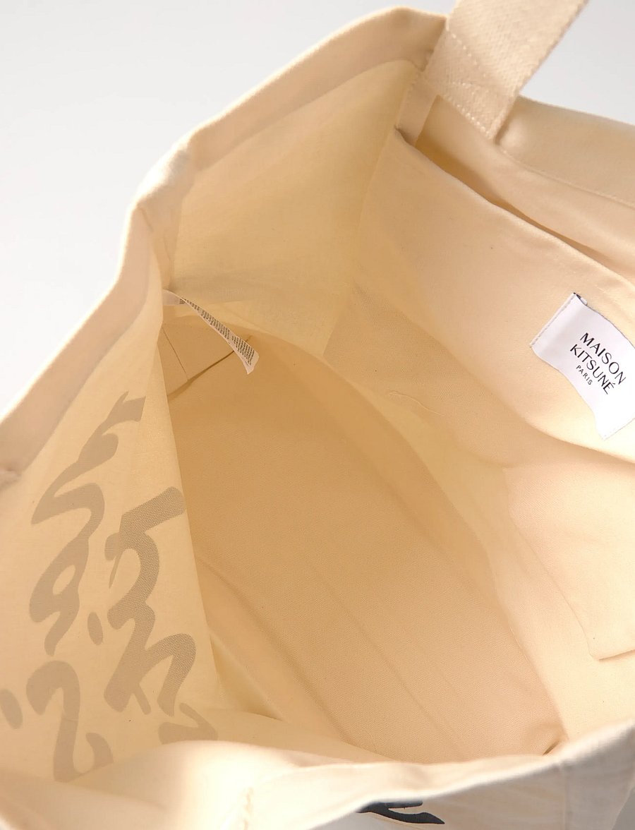 Maison Kitsune - MAISON KITSUNE HANDWRITING TOTE - tote bags - ecru - 4
