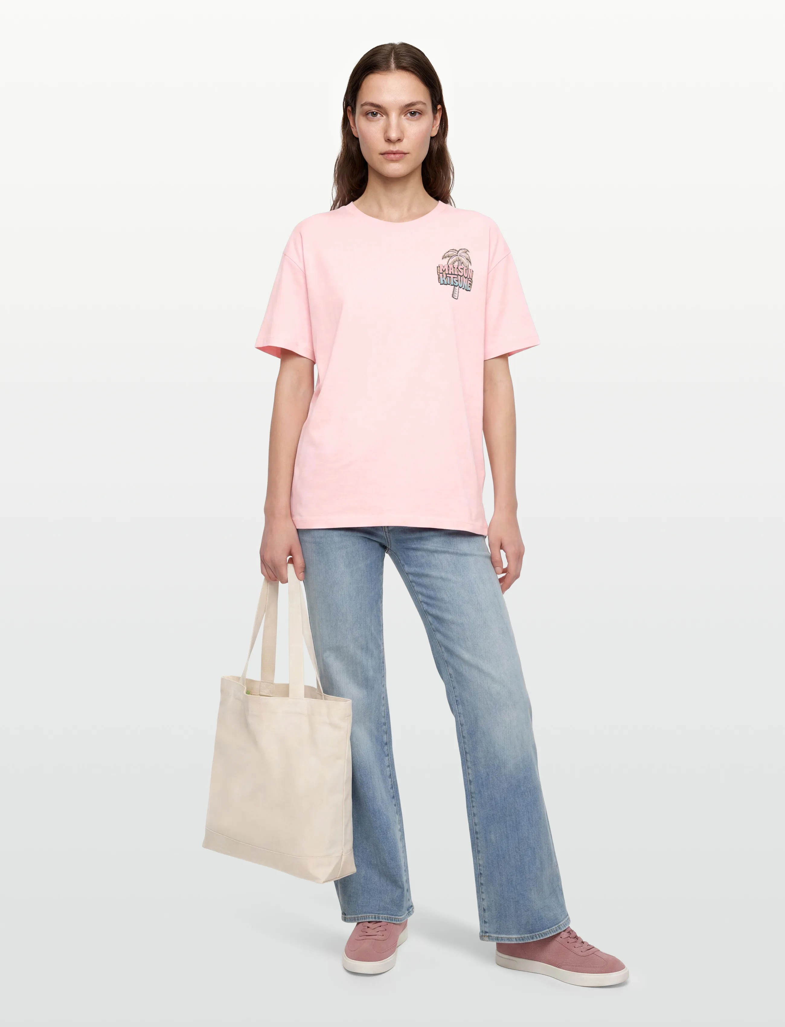 Maison Kitsune 6-18 MAISON KITSUNE BEACH CLUB RELAXED TEE-SHIRT - T-shirts & Toppe - MILKSHAKE / pink/rose