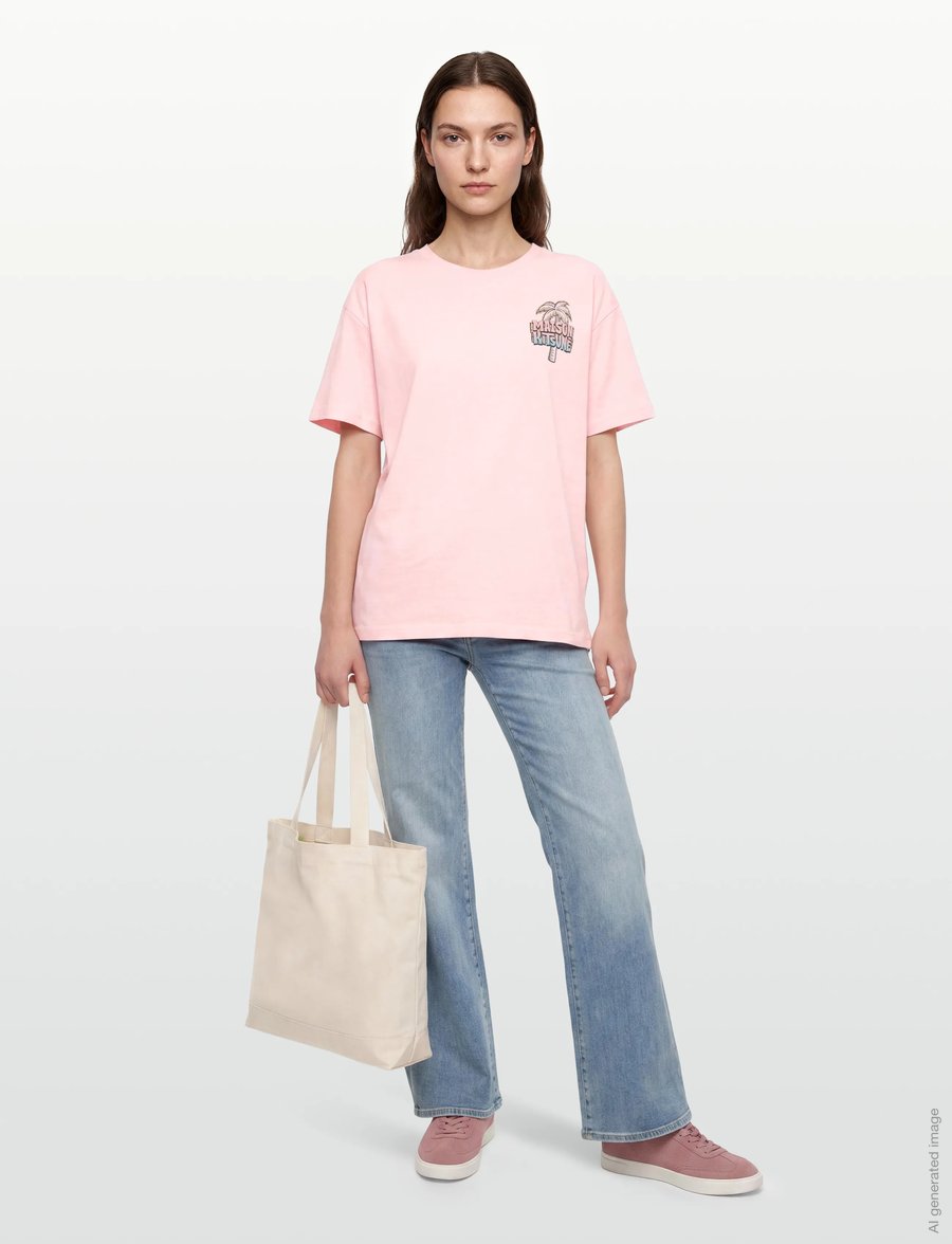 Maison Kitsune - 6-18 MAISON KITSUNE BEACH CLUB RELAXED TEE-SHIRT - t-särgid - milkshake - 0