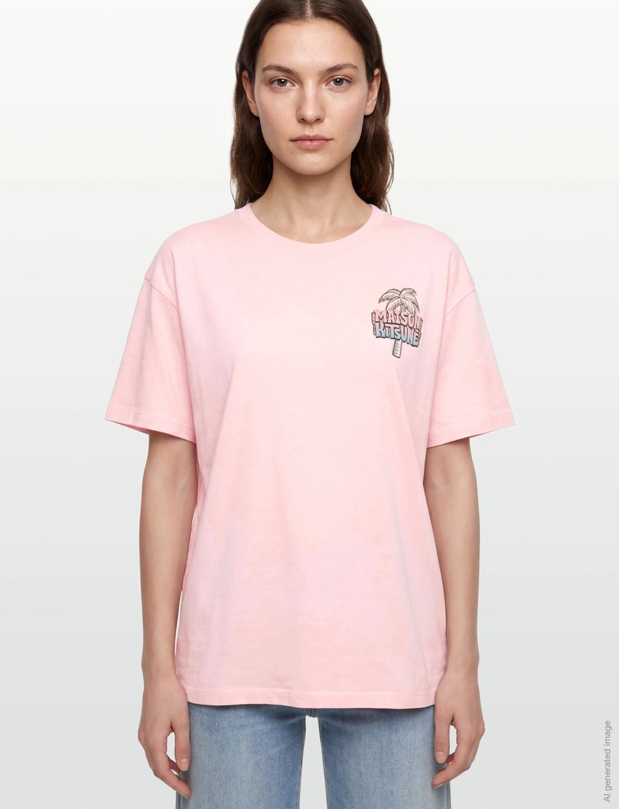 Maison Kitsune - 6-18 MAISON KITSUNE BEACH CLUB RELAXED TEE-SHIRT - t-särgid - milkshake - 3