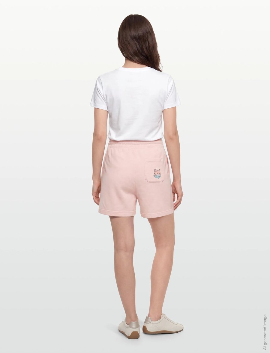 Maison Kitsune - 6-18 MAISON KITSUNE BEACH CLUB JOG SHORT - sweatshorts - milkshake - 4
