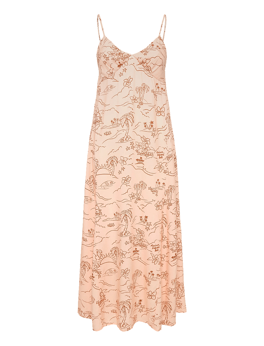 Maison Kitsune - “TROPICAL PALM” STRAP DRESS - slipklänningar - scallop shell - 0
