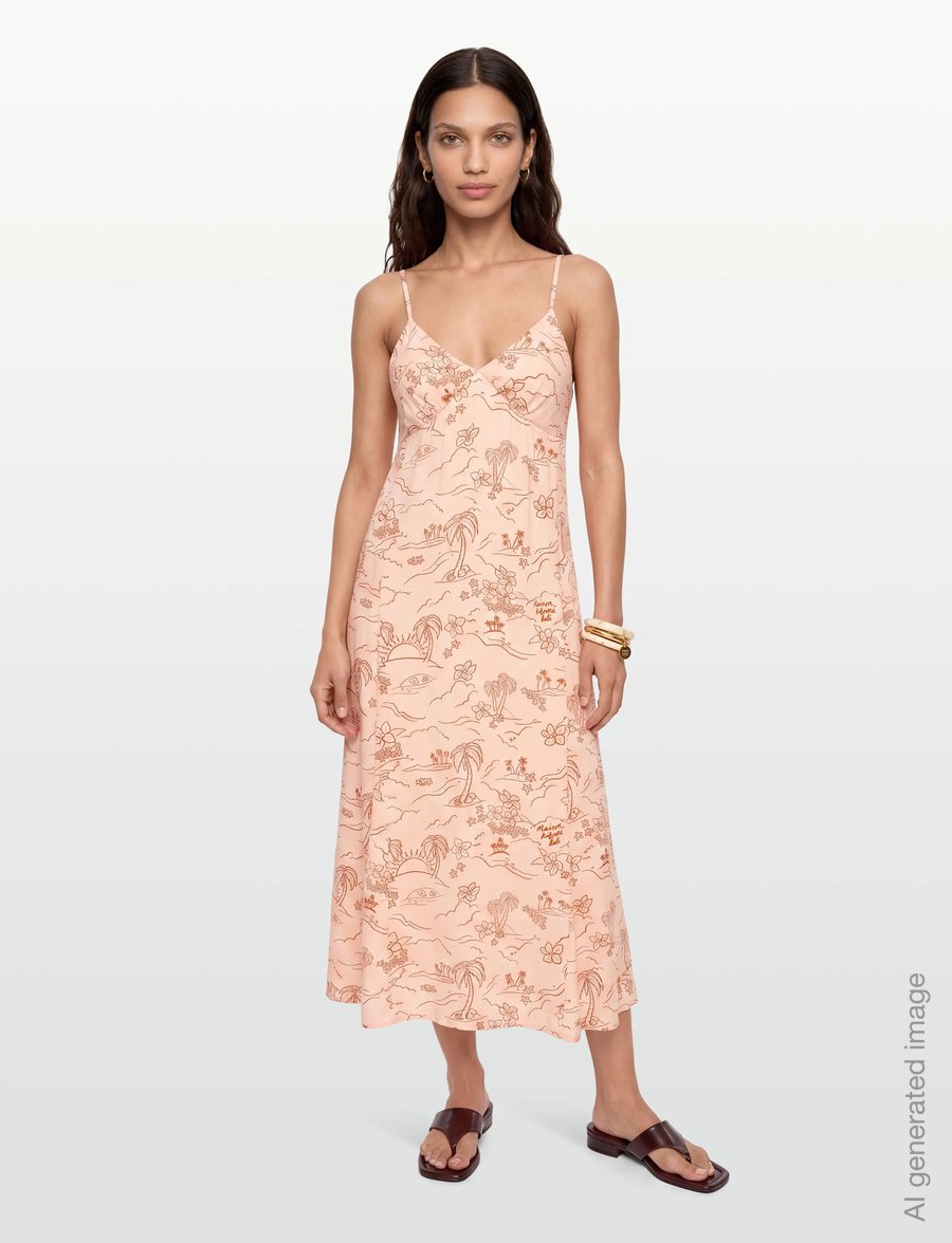 Maison Kitsune - “TROPICAL PALM” STRAP DRESS - slipklänningar - scallop shell - 0