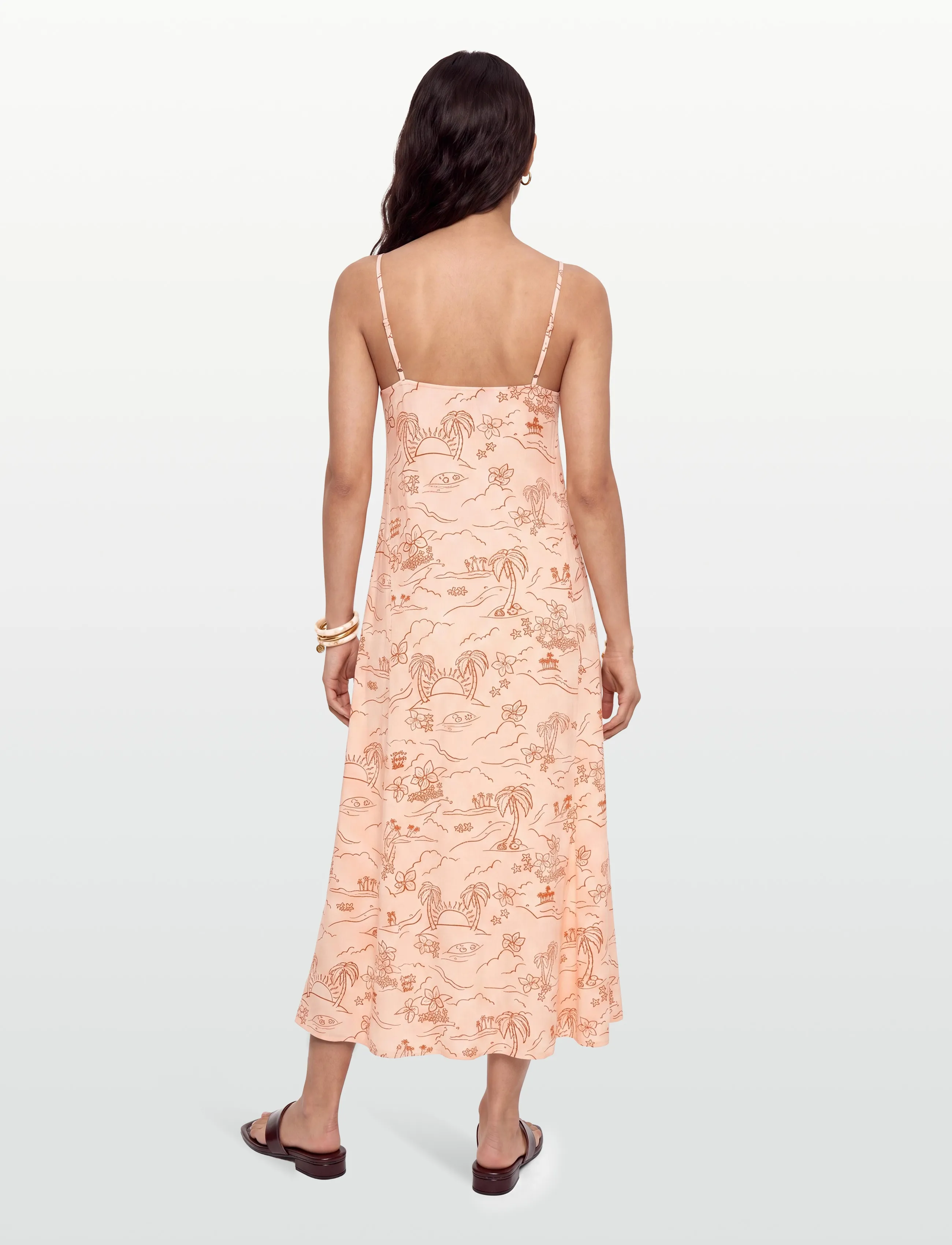 Maison Kitsune - “TROPICAL PALM” STRAP DRESS - slipklänningar - scallop shell - 4