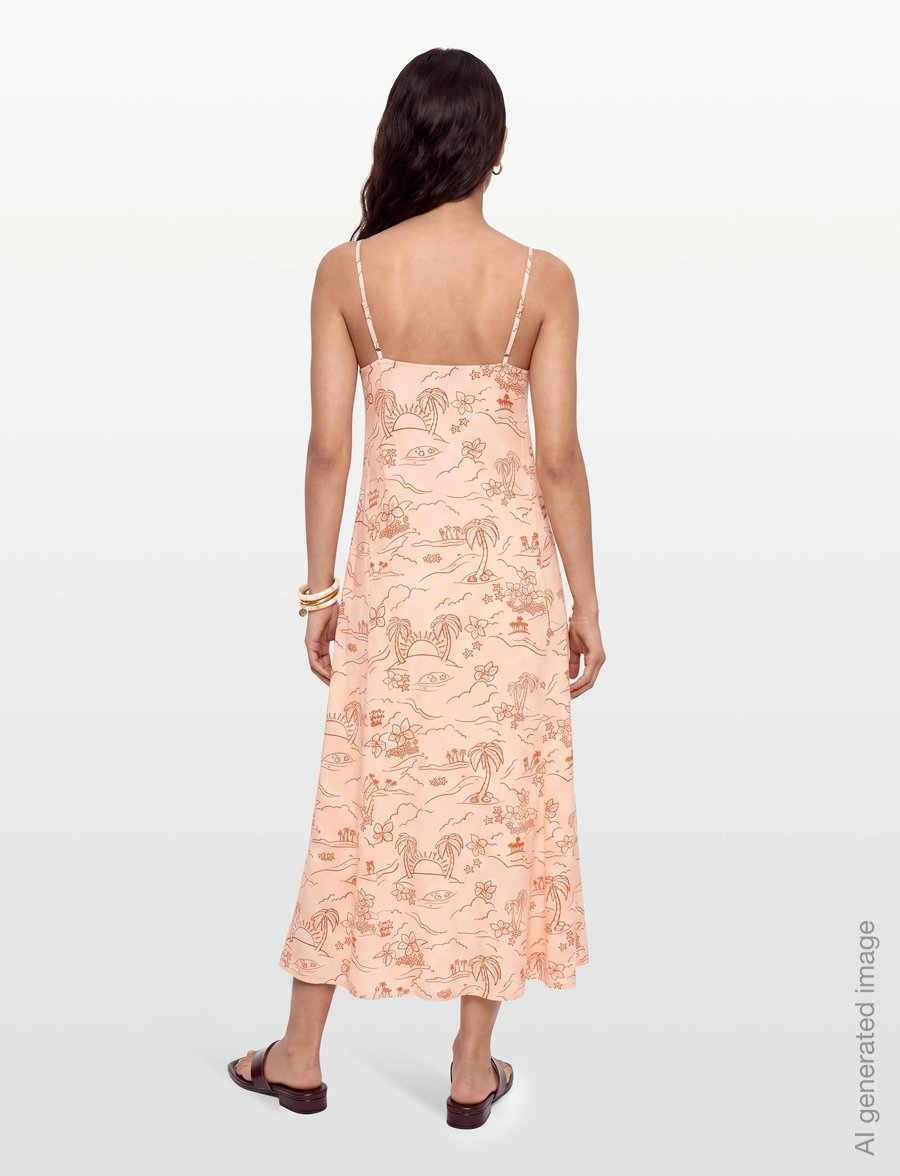 Maison Kitsune - “TROPICAL PALM” STRAP DRESS - slipklänningar - scallop shell - 4