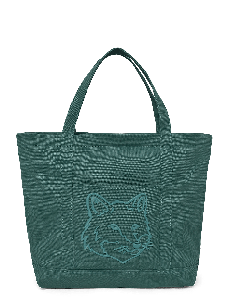 Maison Kitsune - FOX HEAD LARGE TOTE - tote bags - evergreen - 0