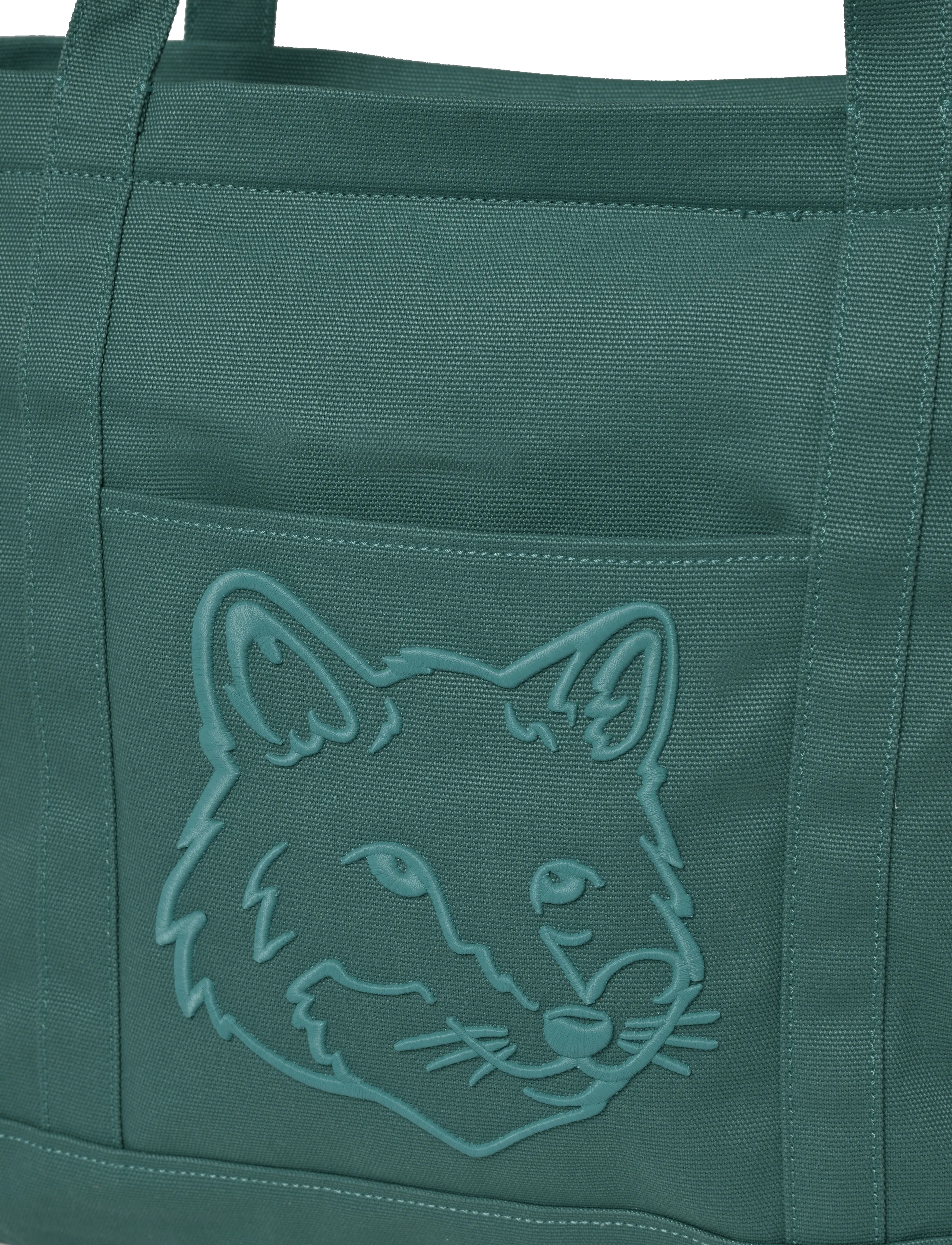 Maison Kitsune - FOX HEAD LARGE TOTE - tote bags - evergreen - 2