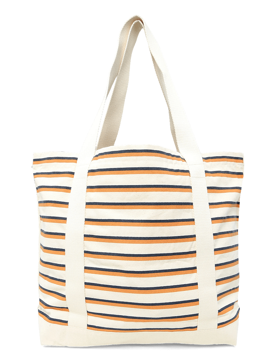 Maison Kitsune - "COFFEE CUP" STRIPED SHOPPING BAG - shopper - fox/white/navy stripes - 1