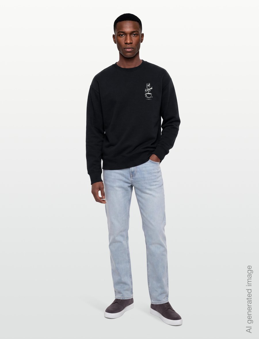 Maison Kitsune - CAFE KITSUNE COFFEE CUP RELAX SWEATSHIRT - tøj - black - 0