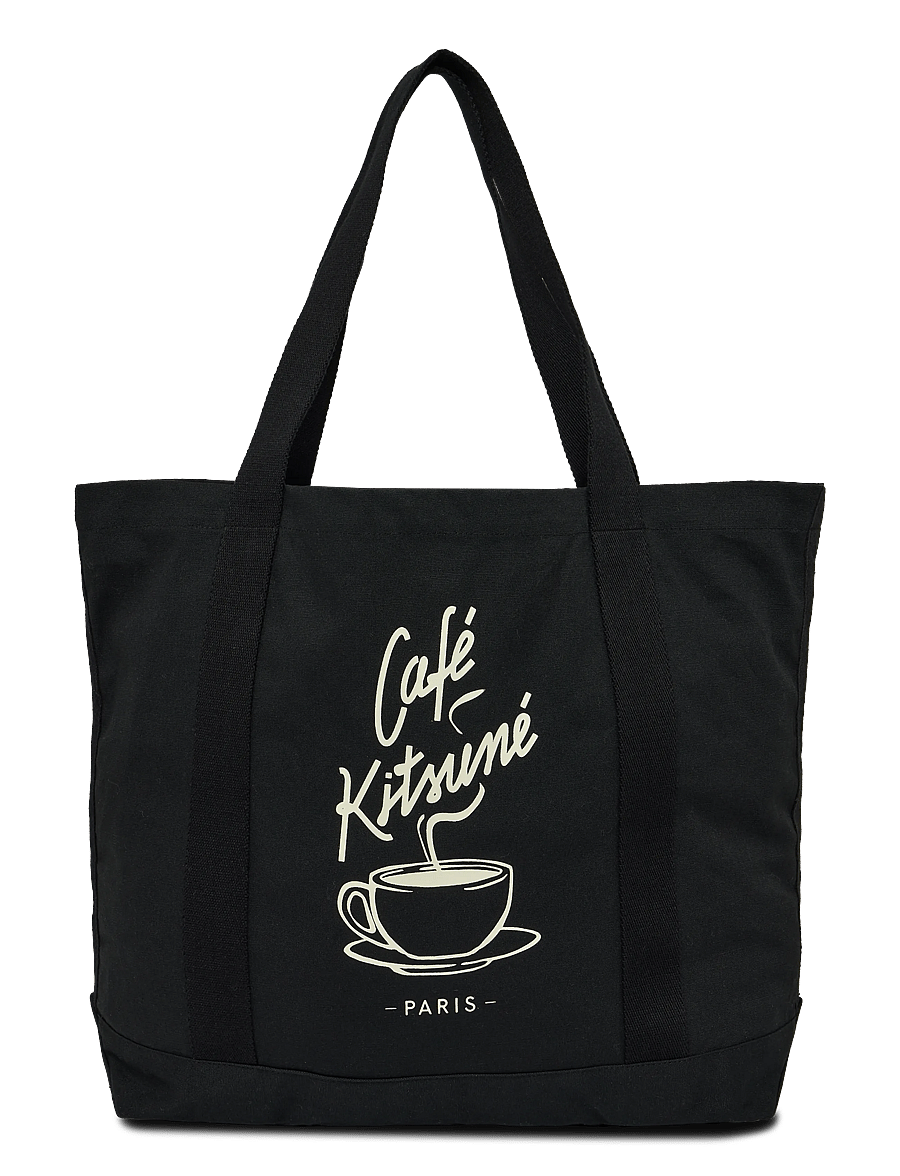 Maison Kitsune - CAFE KITSUNE COFFEE CUP TOTE BAG - shoppers - black - 0
