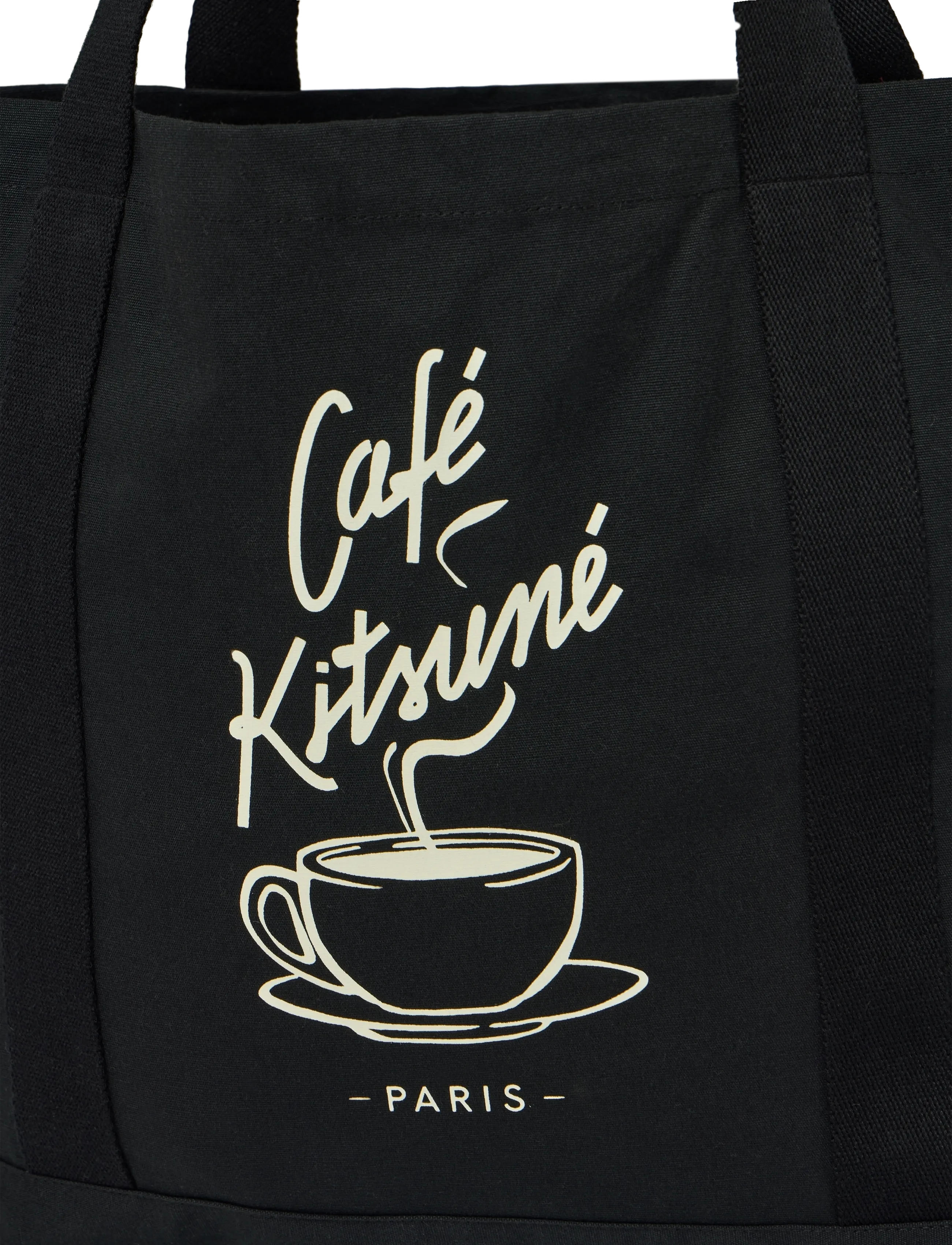 Maison Kitsune - CAFE KITSUNE COFFEE CUP TOTE BAG - black - 2