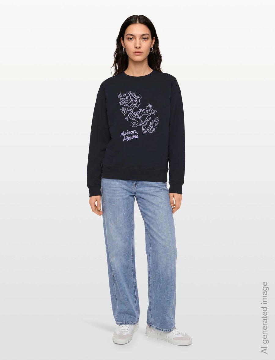 Maison Kitsune - "CHINESE DRAGON" COMFORT SWEATSHIRT - sweatshirts - black purple - 0