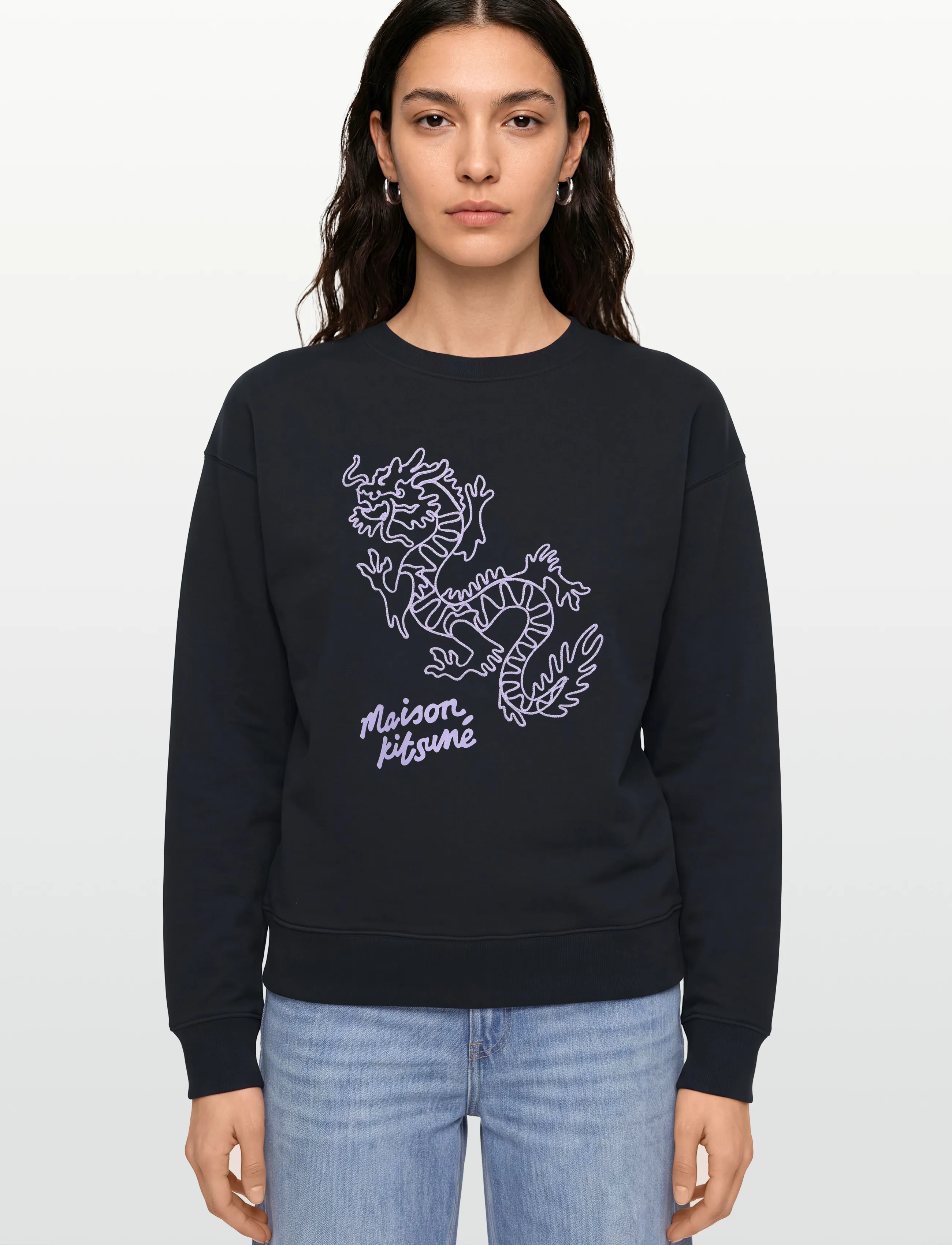 Maison Kitsune - "CHINESE DRAGON" COMFORT SWEATSHIRT - sweatshirts - black purple - 3