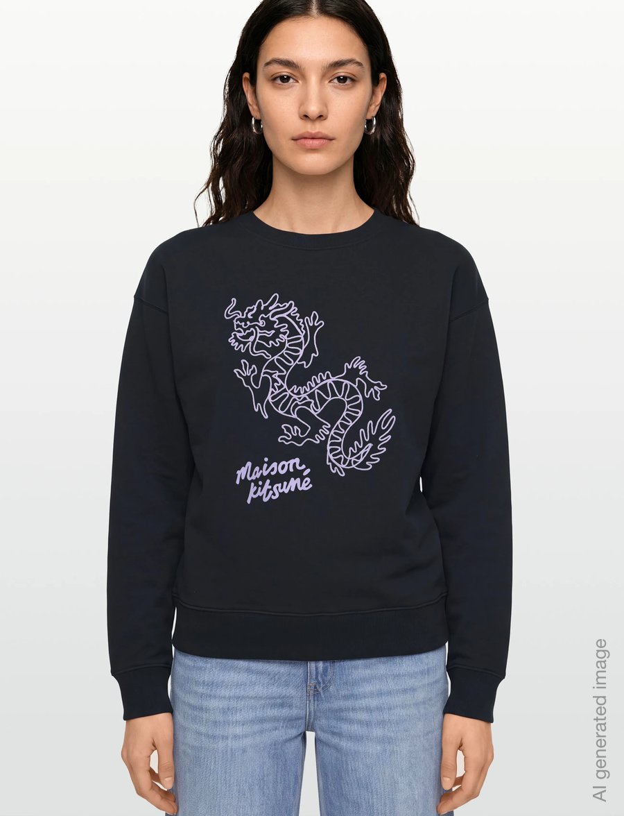 Maison Kitsune - "CHINESE DRAGON" COMFORT SWEATSHIRT - sweatshirts - black purple - 3